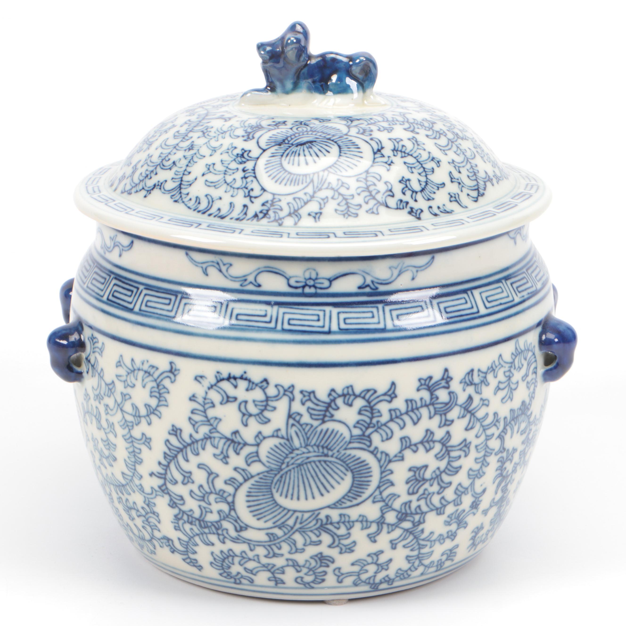 Ringtons Limited Tea Merchants and More Blue and White Ceramic Lidded Canisters