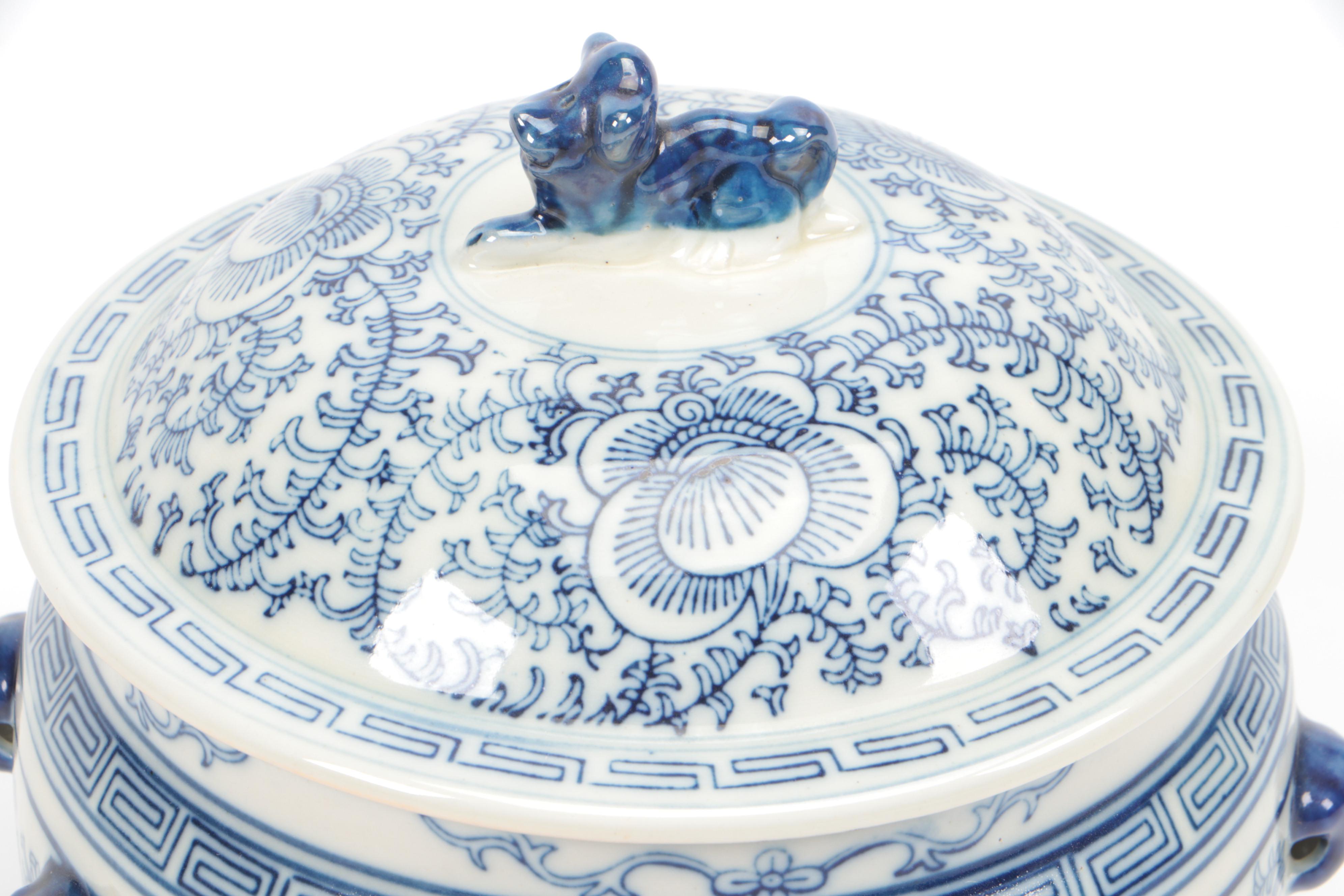 Ringtons Limited Tea Merchants and More Blue and White Ceramic Lidded Canisters