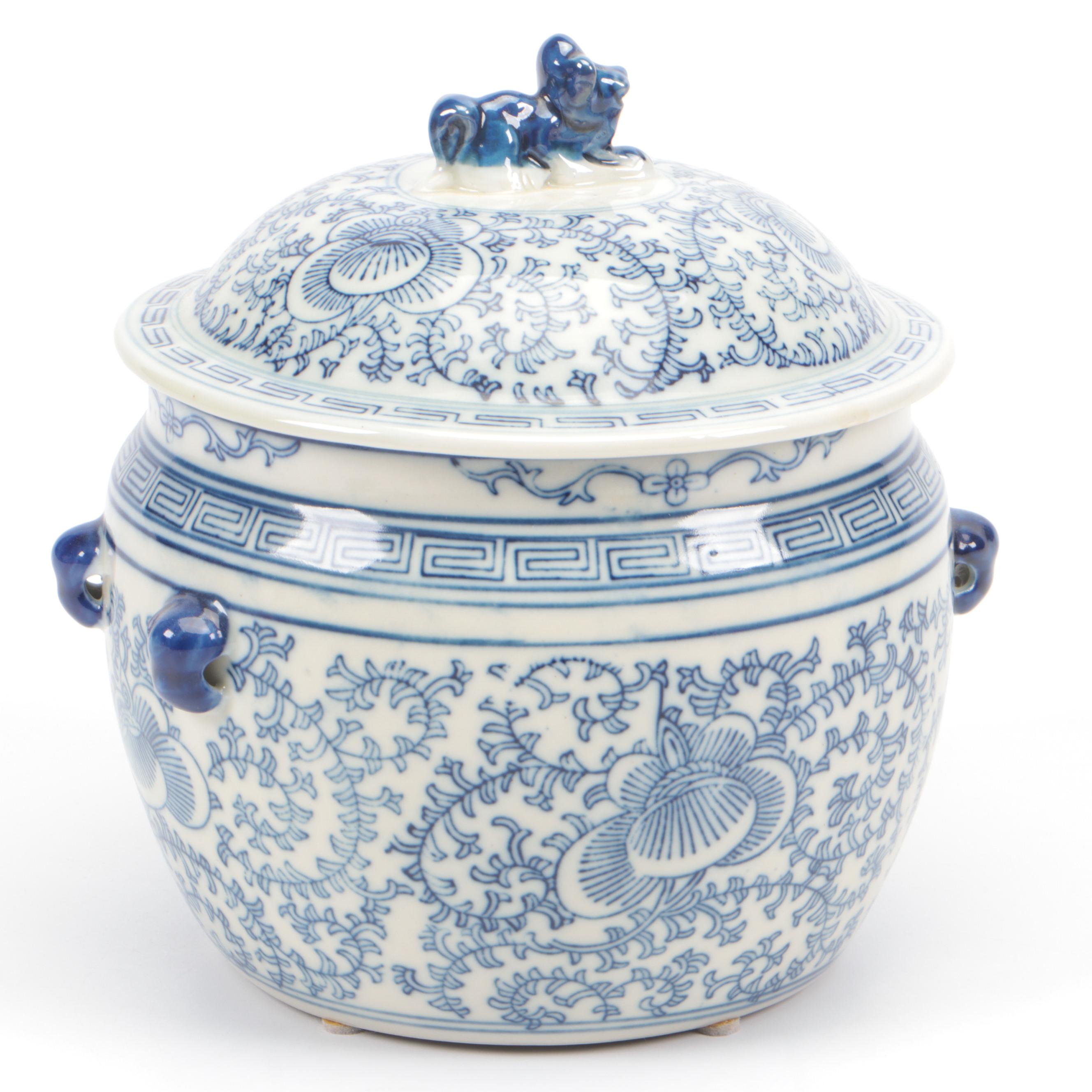 Ringtons Limited Tea Merchants and More Blue and White Ceramic Lidded Canisters