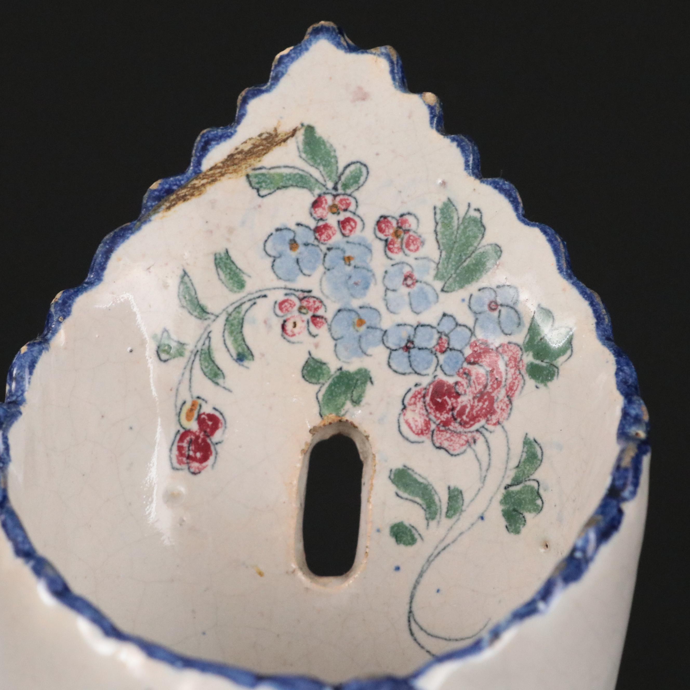 Vintage Quimper Style French Faience Wall Pocket