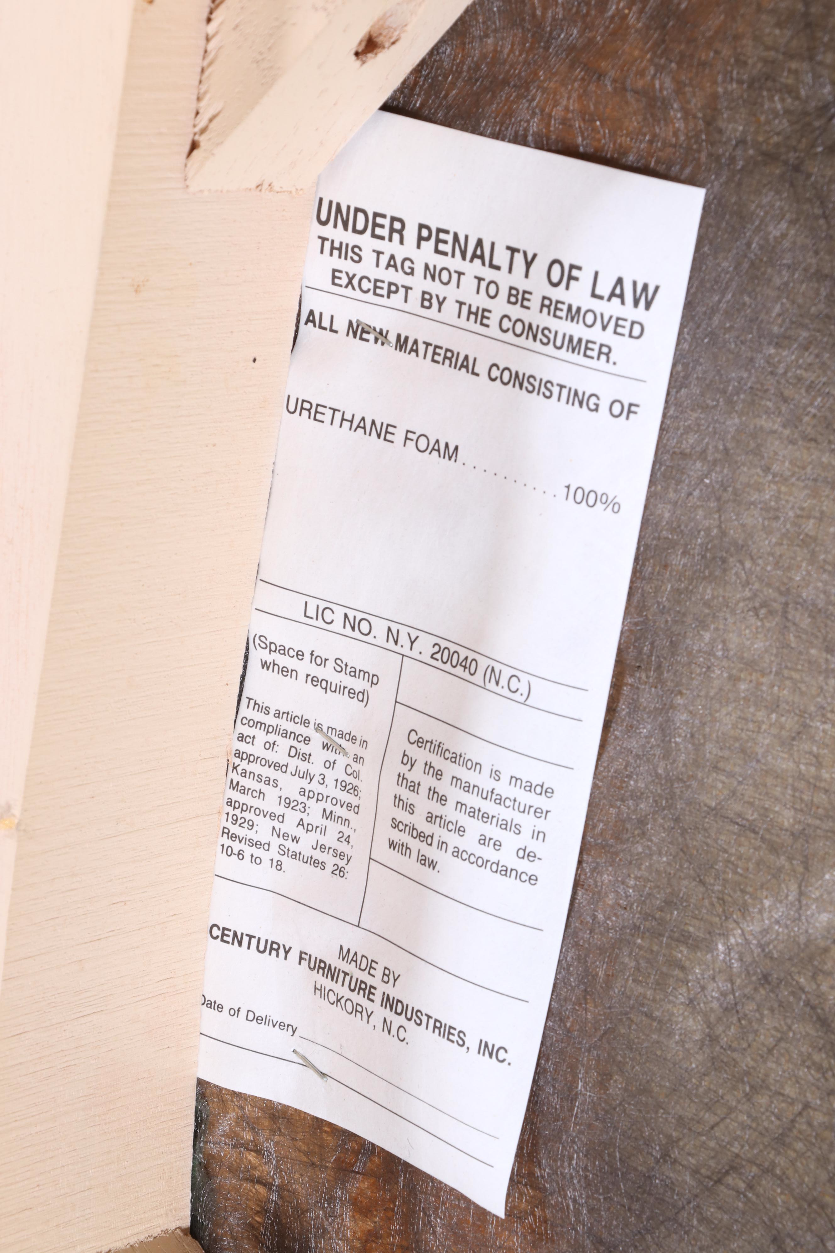 Six Century Furniture Buff-Painted, Plaid, and Green Leather Dining Chairs