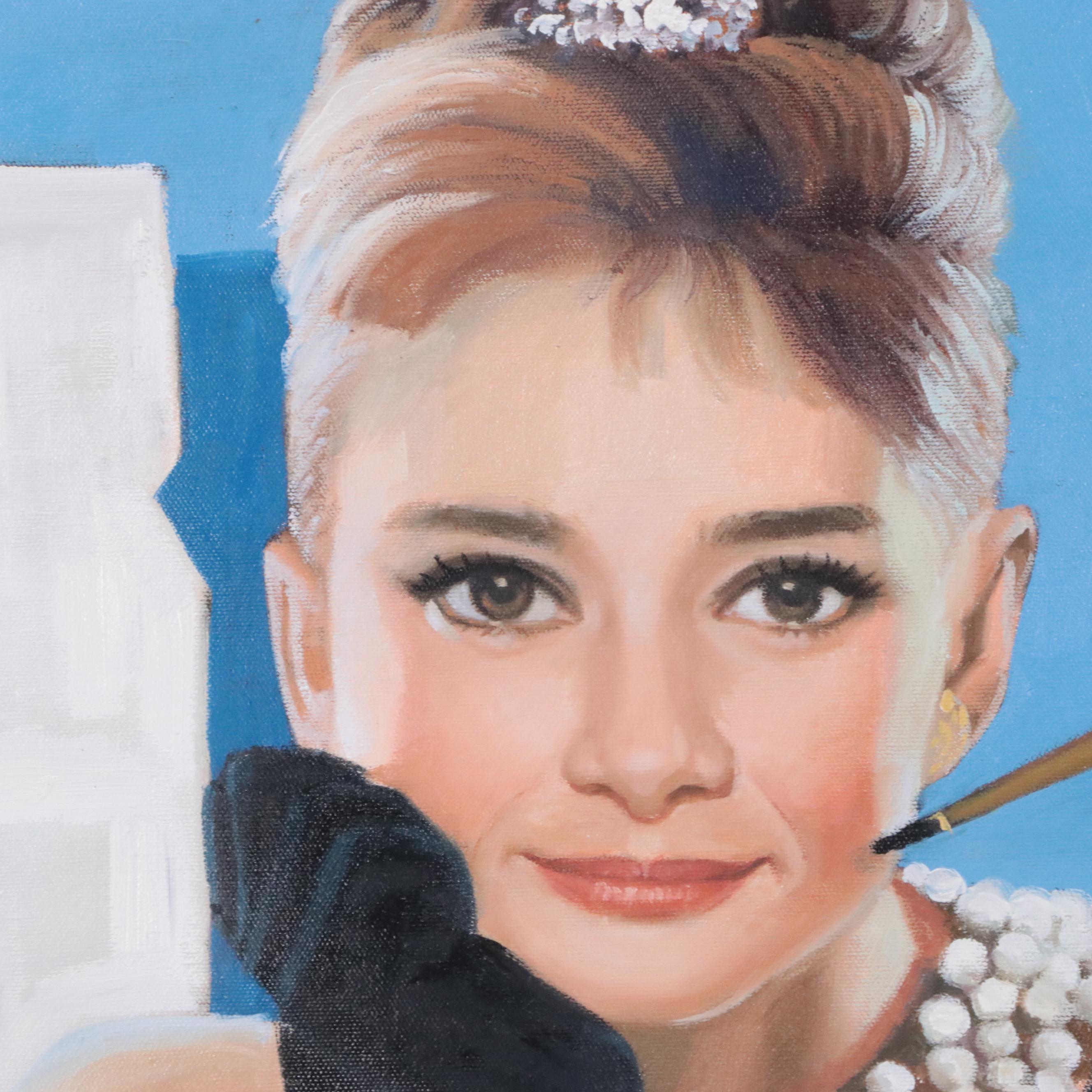 Sanjit Oil Painting of Audrey Hepburn from "Breakfast at Tiffany's"