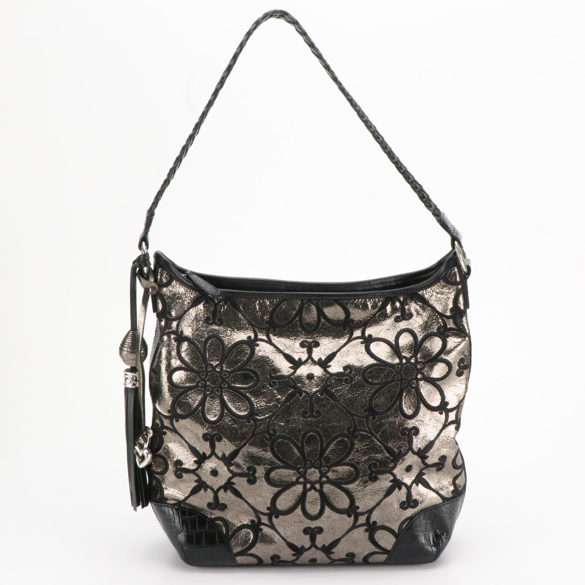 Brighton Whitney in Leopard Print Coated Canvas and Valencia Embroidered Bag