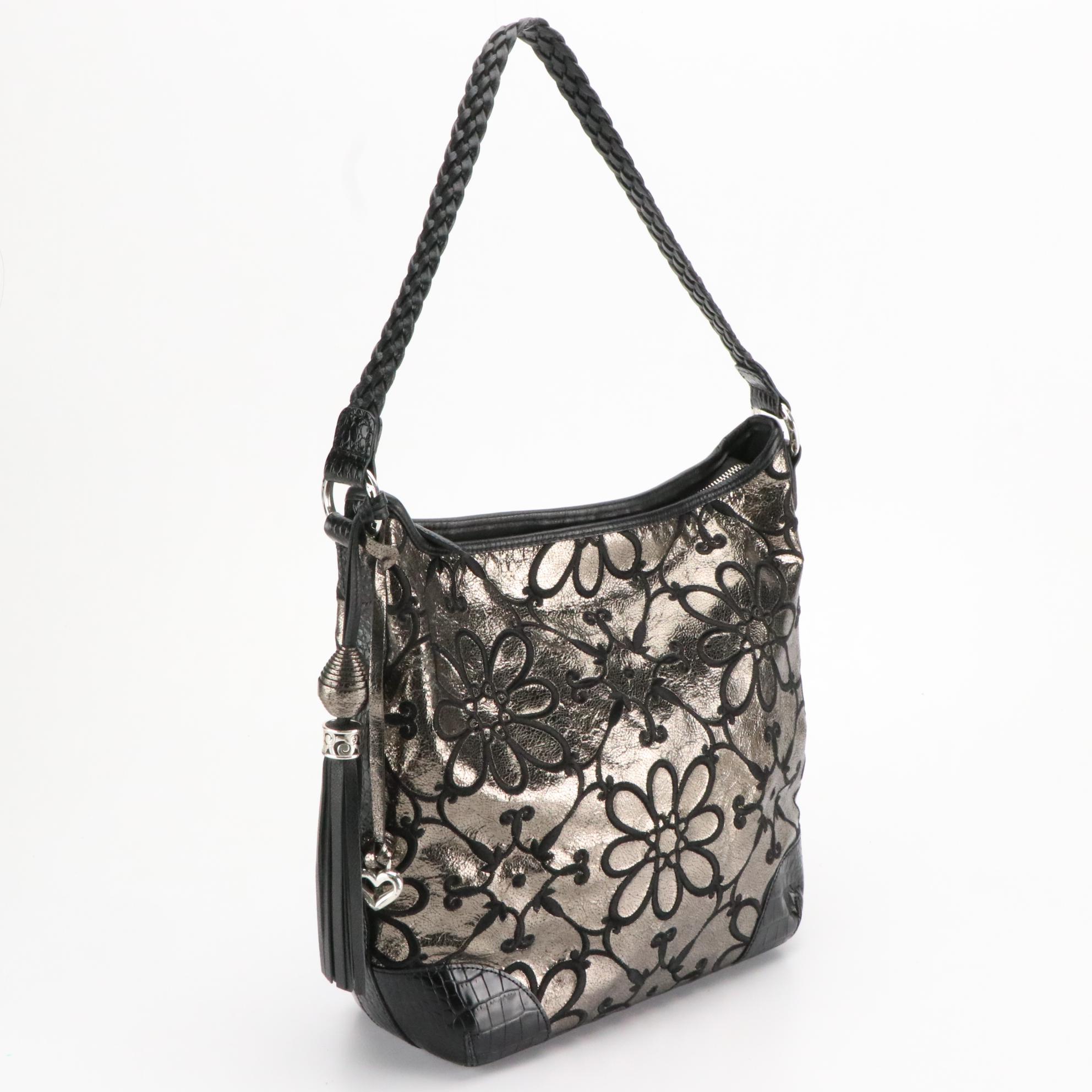 Brighton Whitney in Leopard Print Coated Canvas and Valencia Embroidered Bag