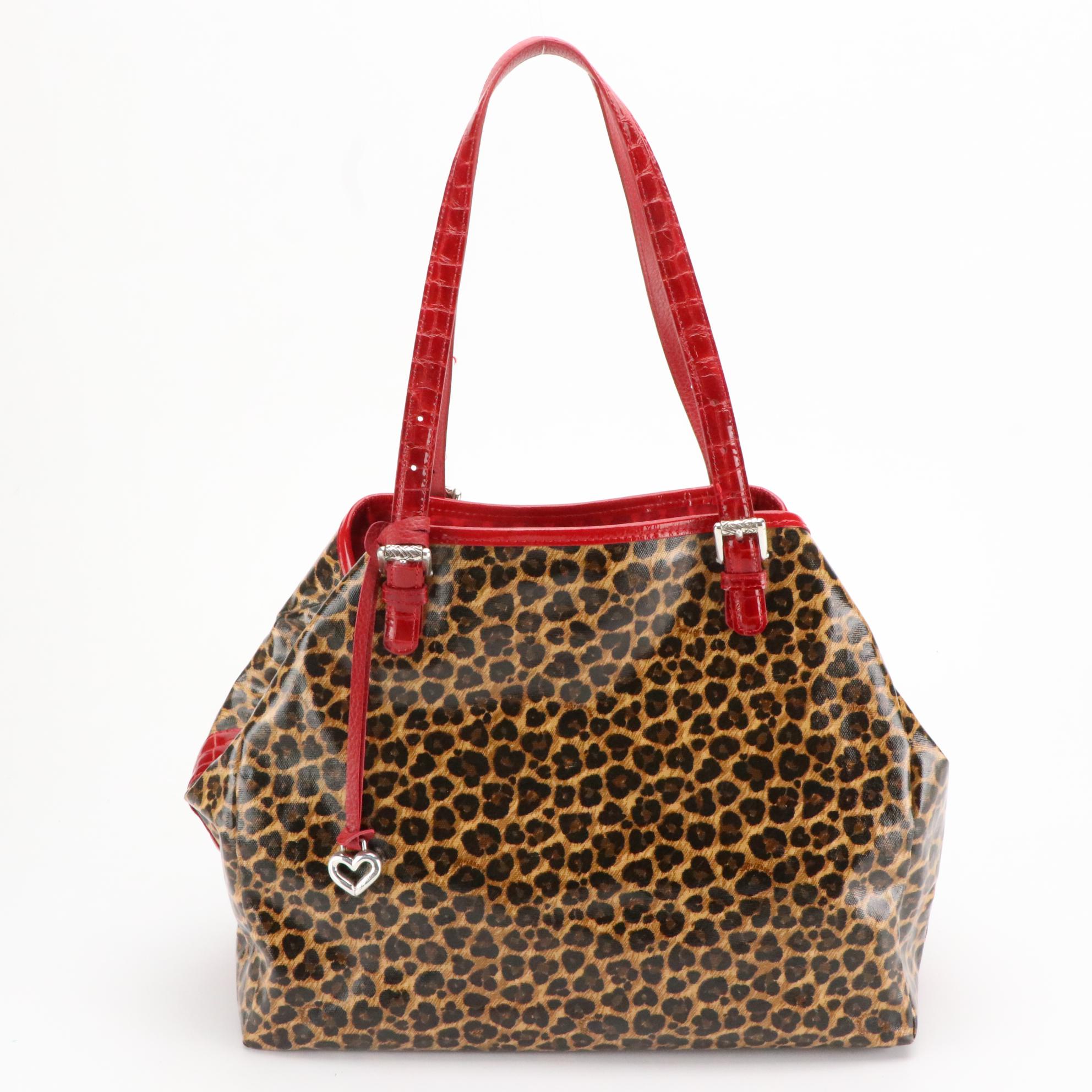 Brighton Whitney in Leopard Print Coated Canvas and Valencia Embroidered Bag