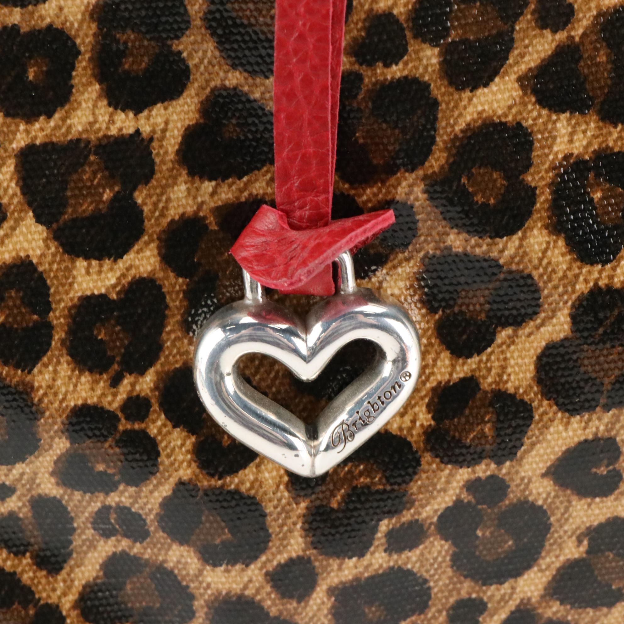 Brighton Whitney in Leopard Print Coated Canvas and Valencia Embroidered Bag