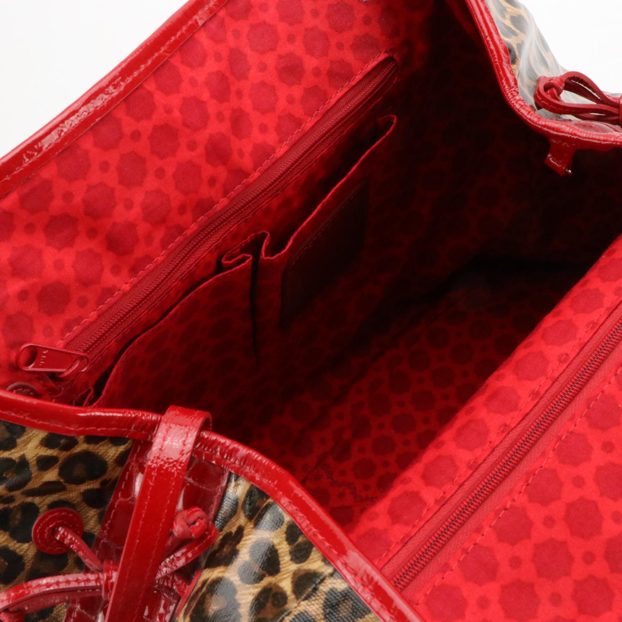 Brighton Whitney in Leopard Print Coated Canvas and Valencia Embroidered Bag