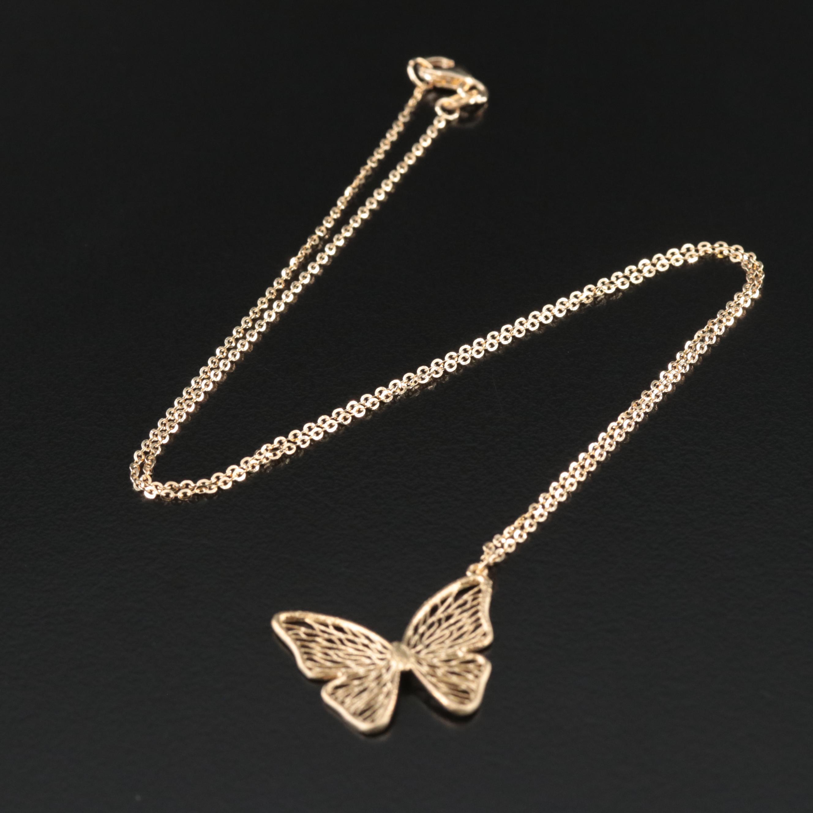 Italian 14K Butterfly Necklace