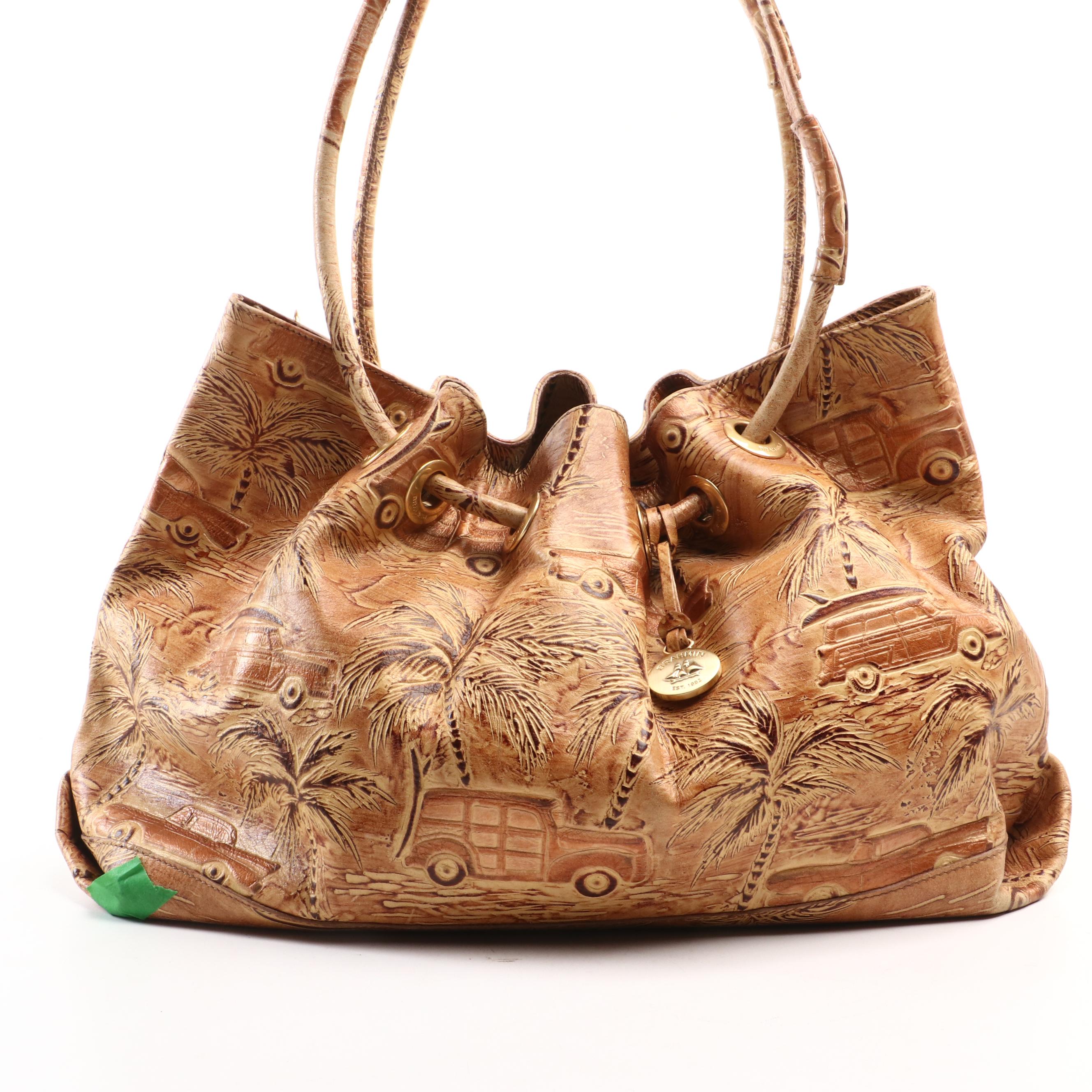 Brahmin Copa Cabana Vintage Car & Palm Trees Embossed Bags with Matching Wallet