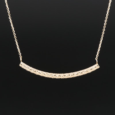 Italian 14K Diamond Cut Crescent Bar Necklace
