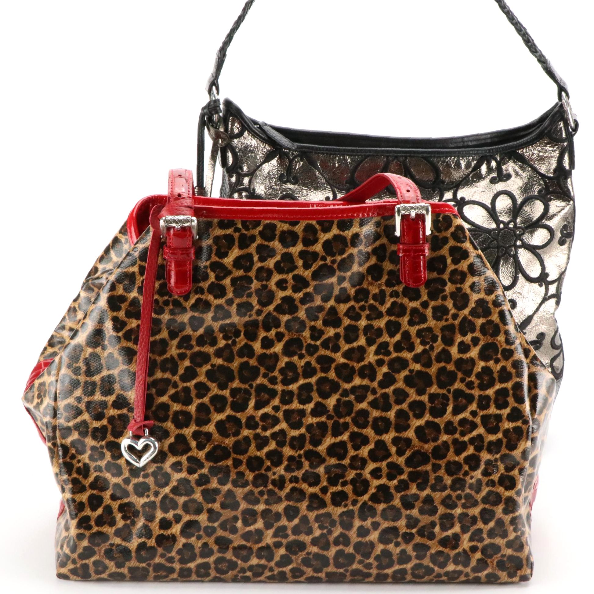 Brighton Whitney in Leopard Print Coated Canvas and Valencia Embroidered Bag