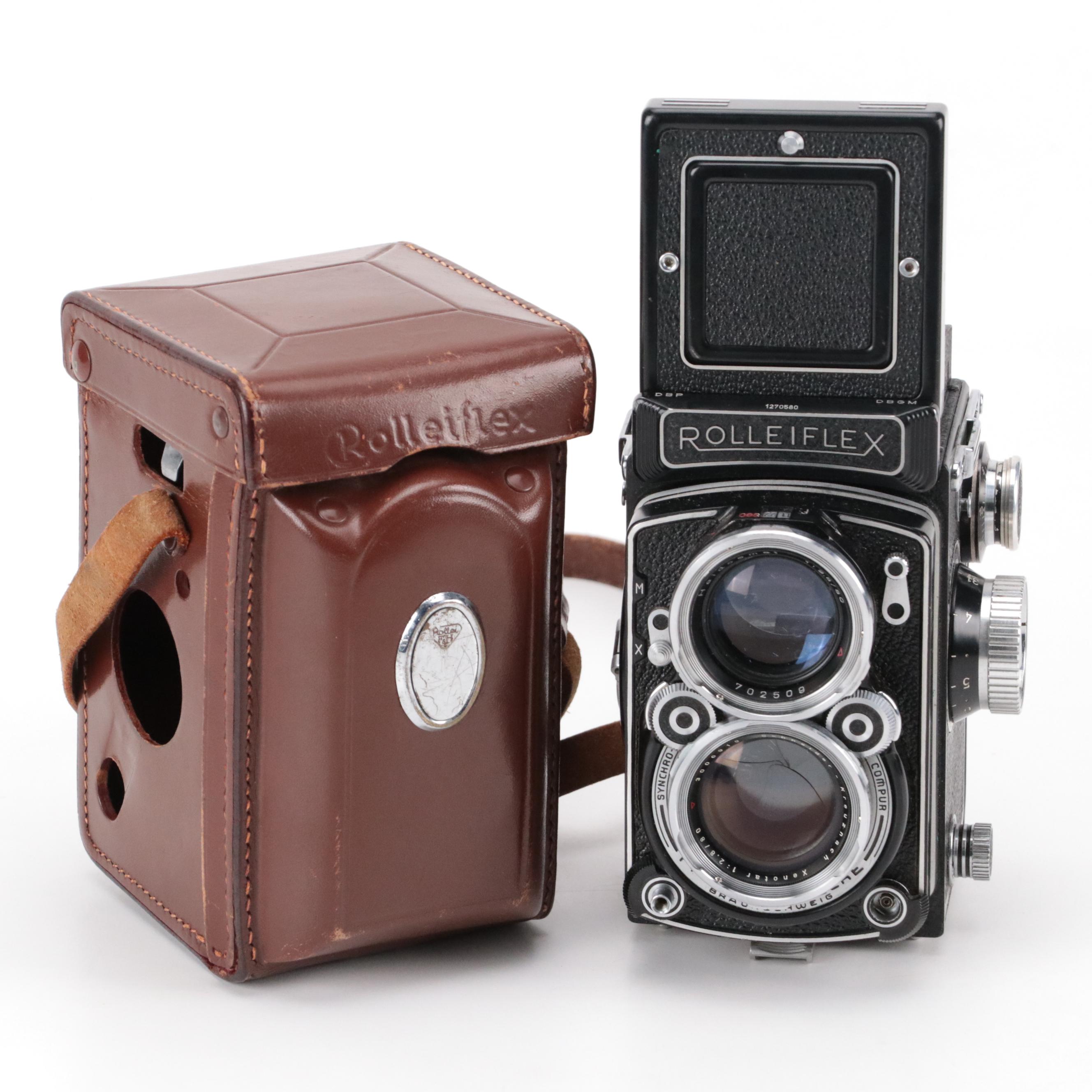 Rollei Rolleiflex Camera with Leather Case
