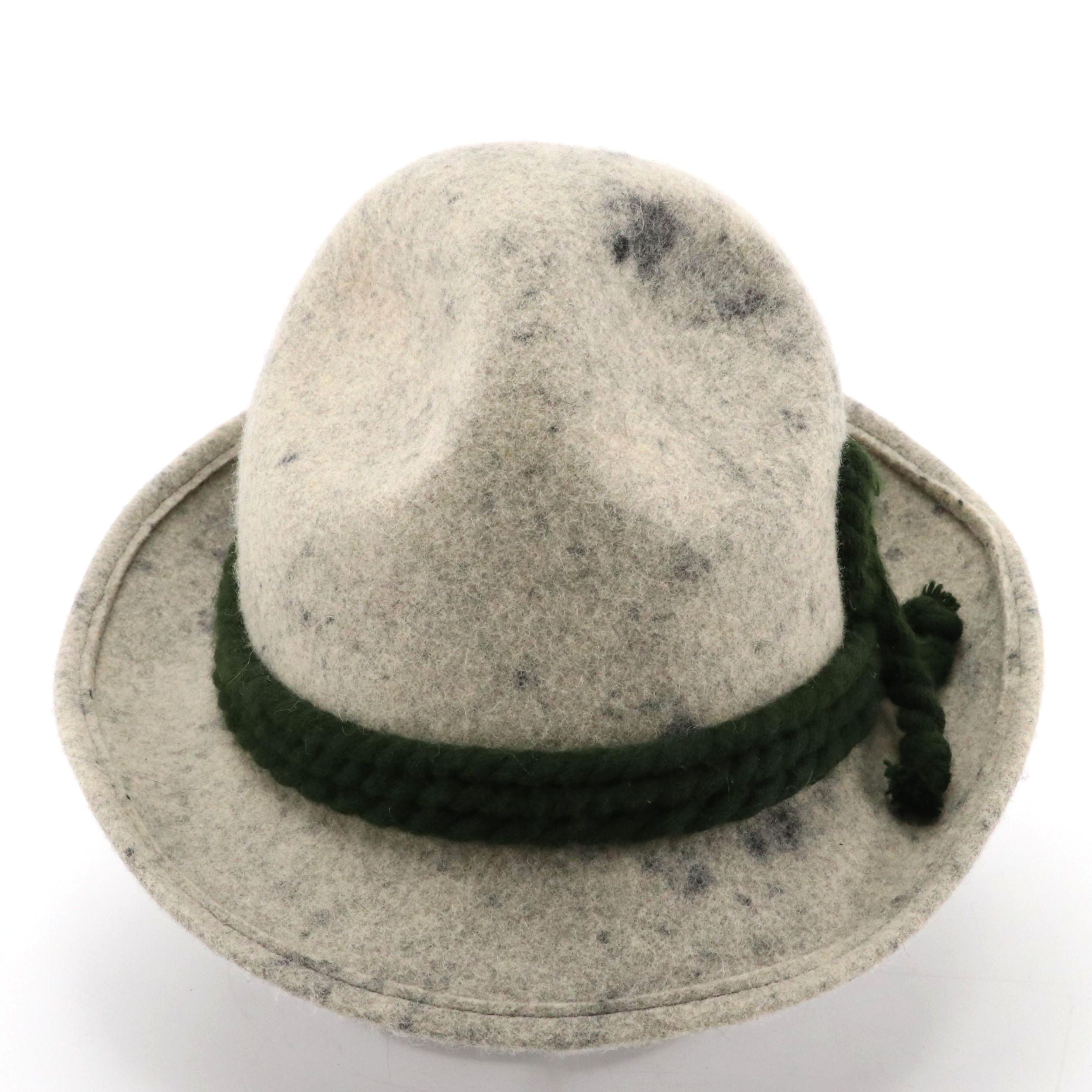 Gray Felted Wool Tyrolean Hat with Stand