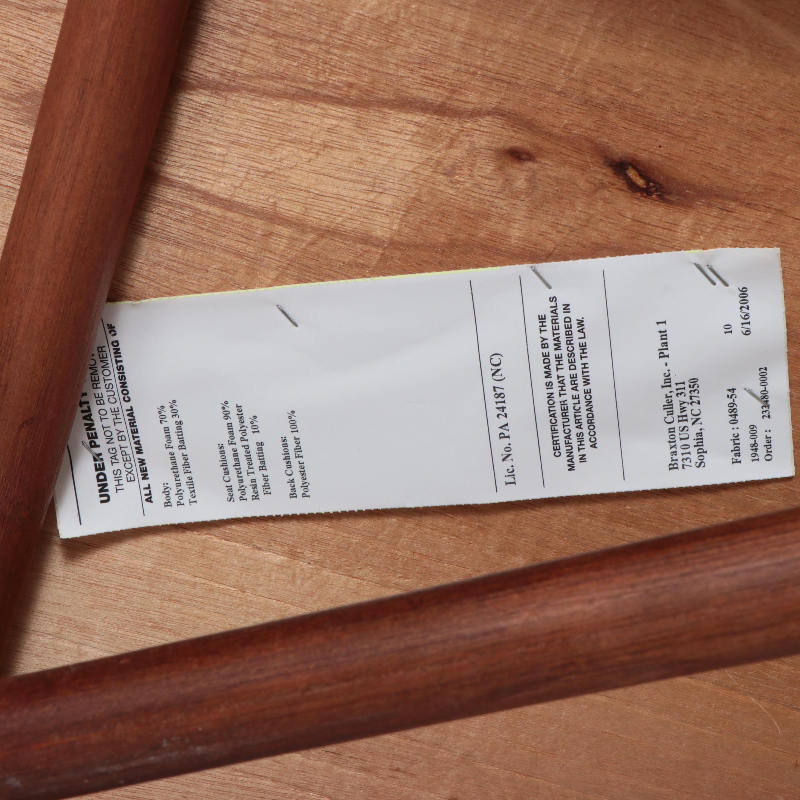 Braxton Culler Rattan, Hardwood, and Coral-Patterned Lounge Chair and Ottoman