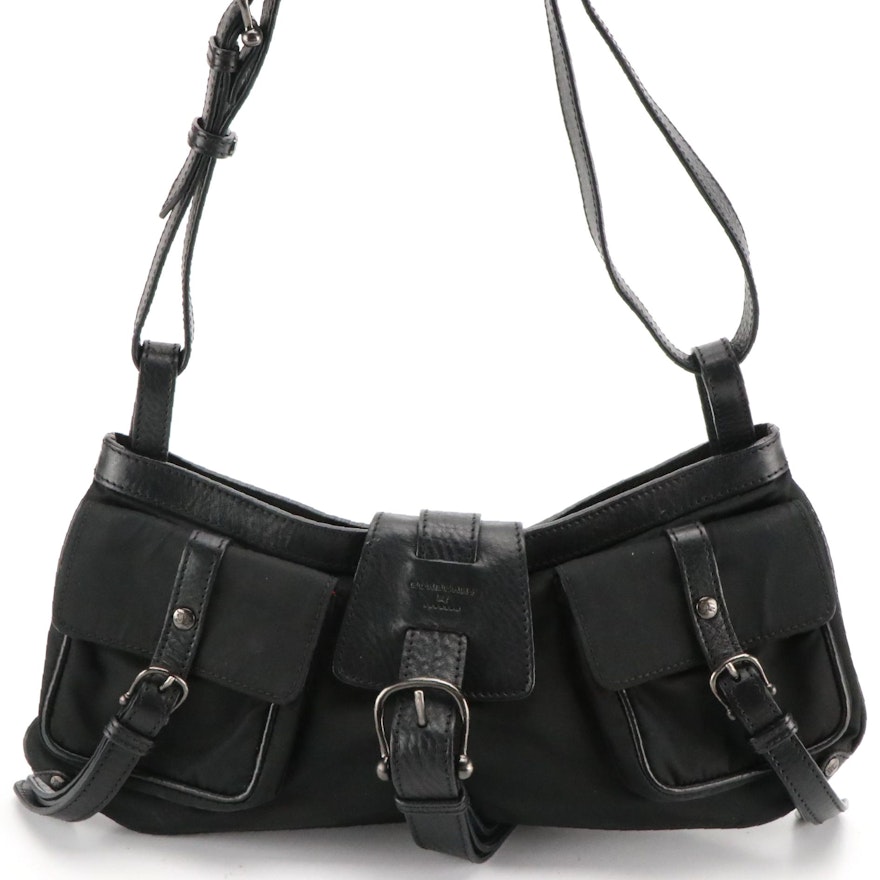 Burberry Cinda Baguette in Black Nylon and Leather