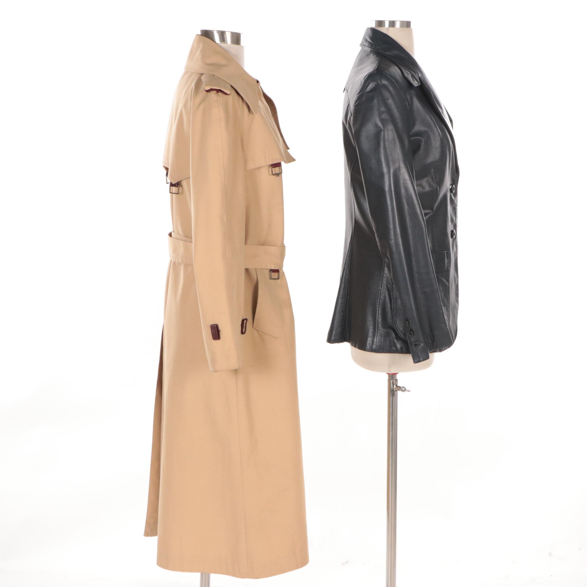 Etienne Aigner Leather Jacket and Double-Breasted Trench Coat