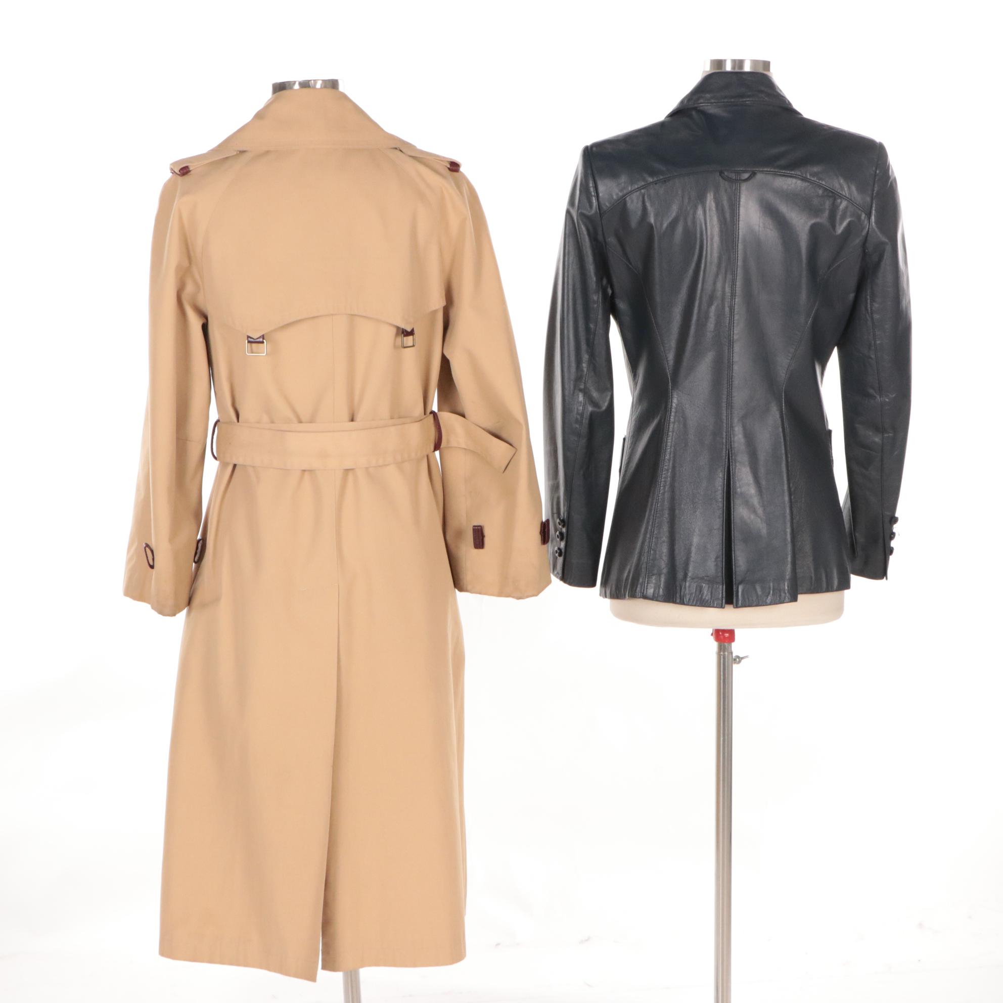 Etienne Aigner Leather Jacket and Double-Breasted Trench Coat