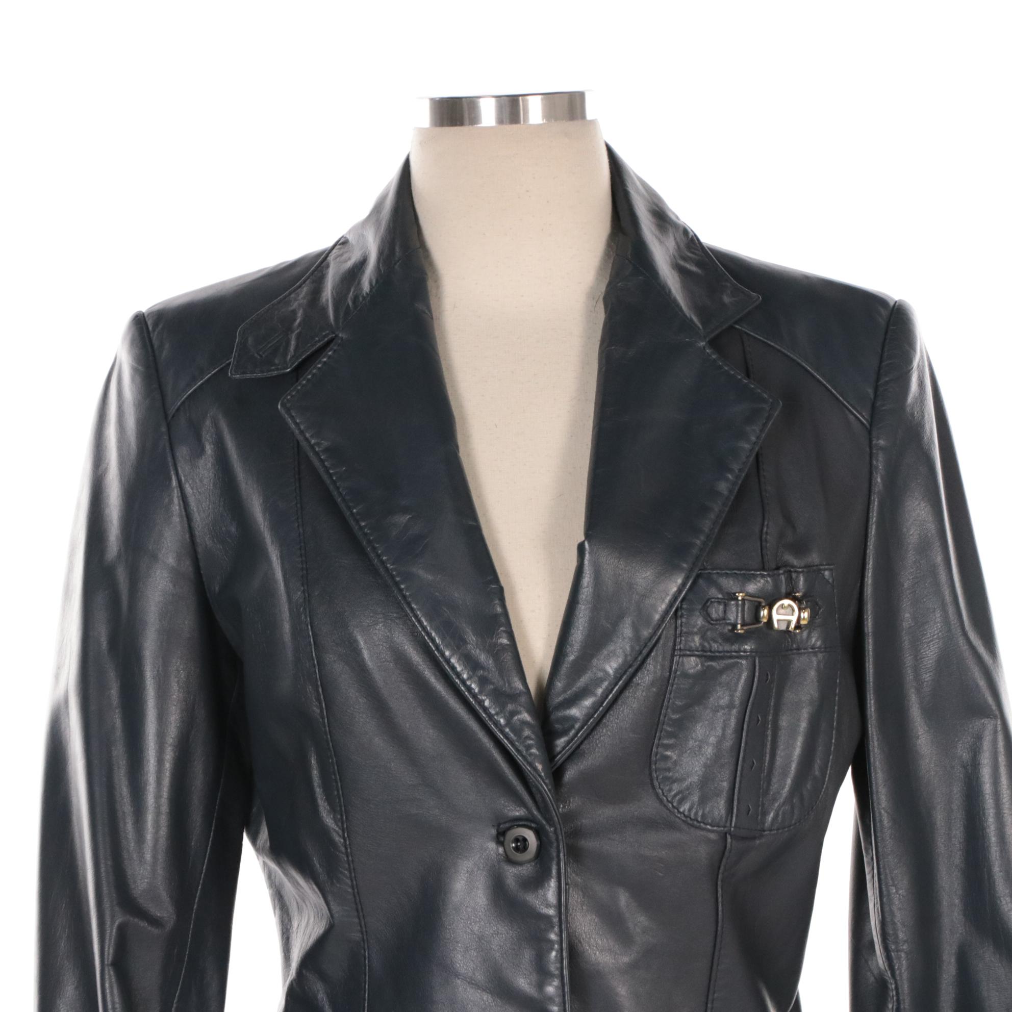 Etienne Aigner Leather Jacket and Double-Breasted Trench Coat