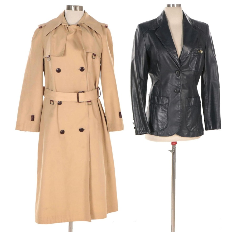 Etienne Aigner Leather Jacket and Double-Breasted Trench Coat