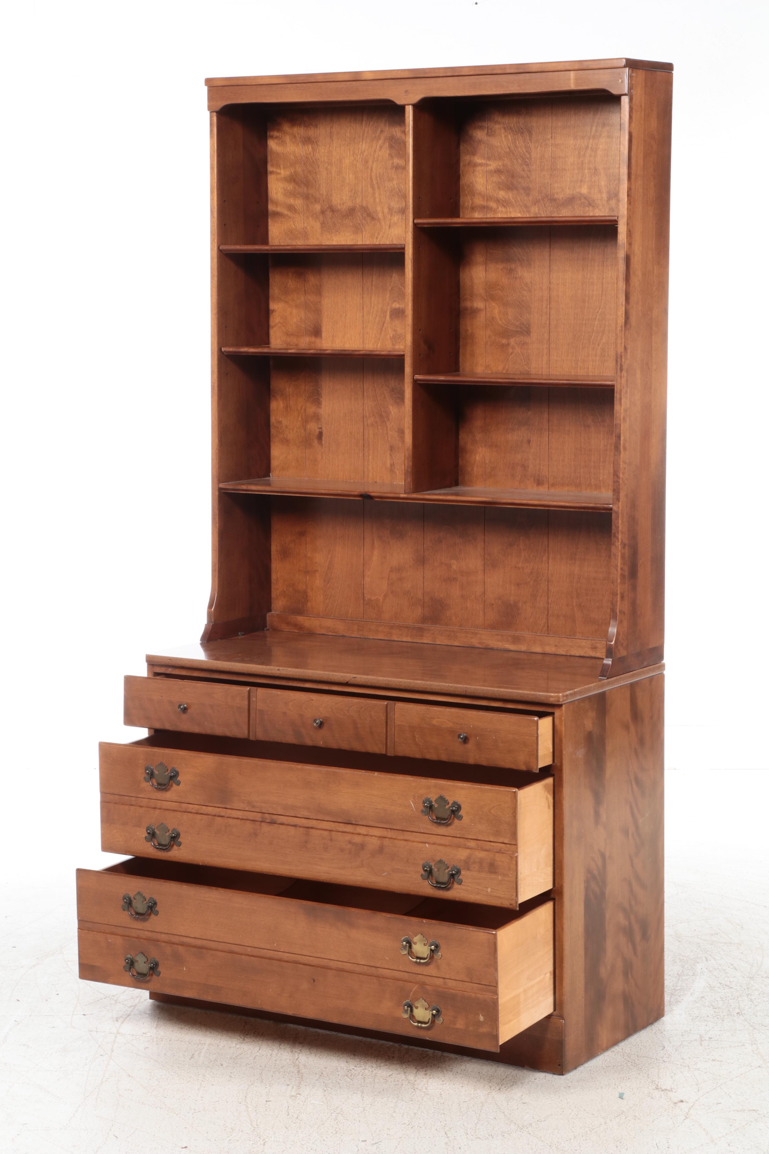 Ethan Allen Federal Style Maple, Birch, and Laminate Three-Drawer Bookcase