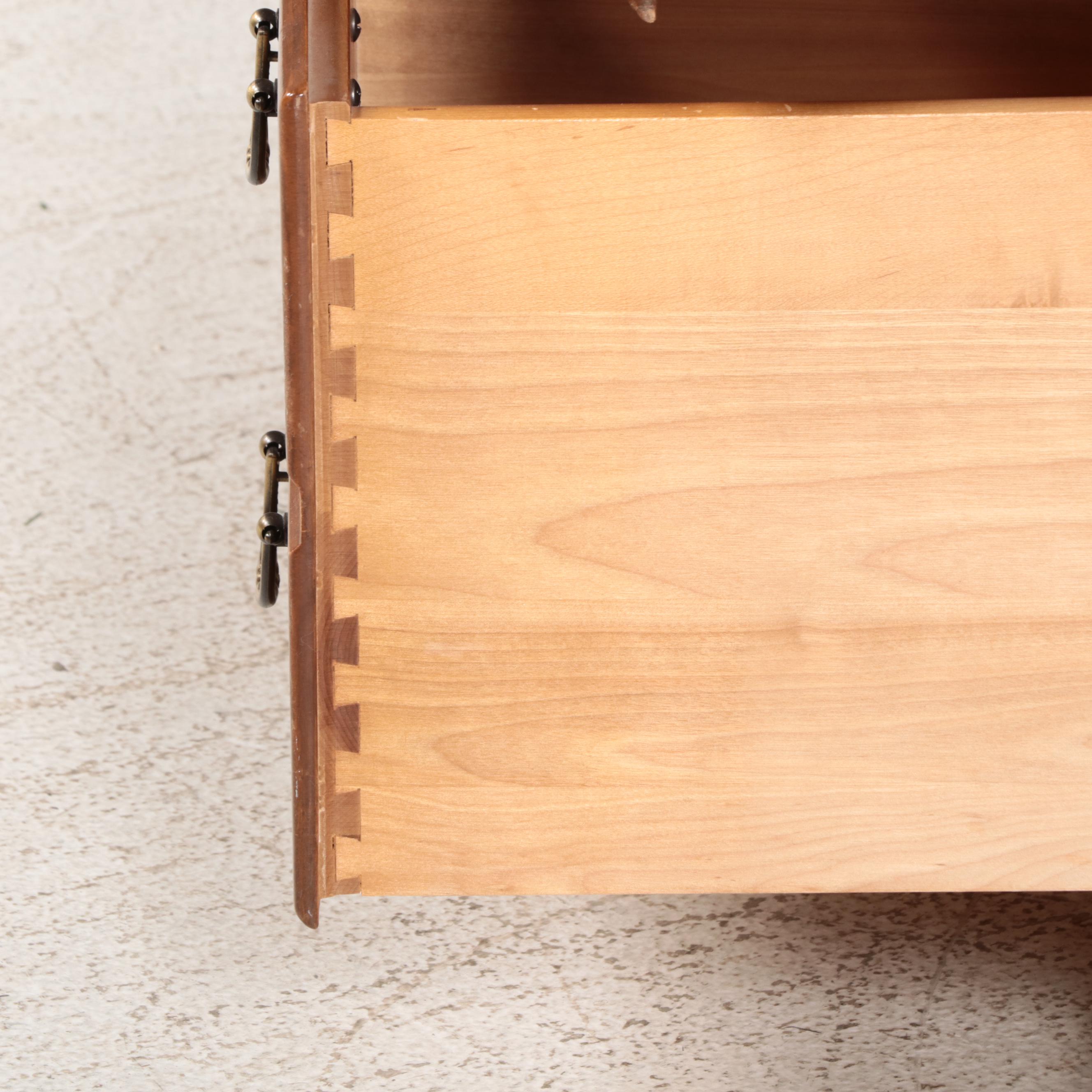 Ethan Allen Federal Style Maple, Birch, and Laminate Three-Drawer Bookcase