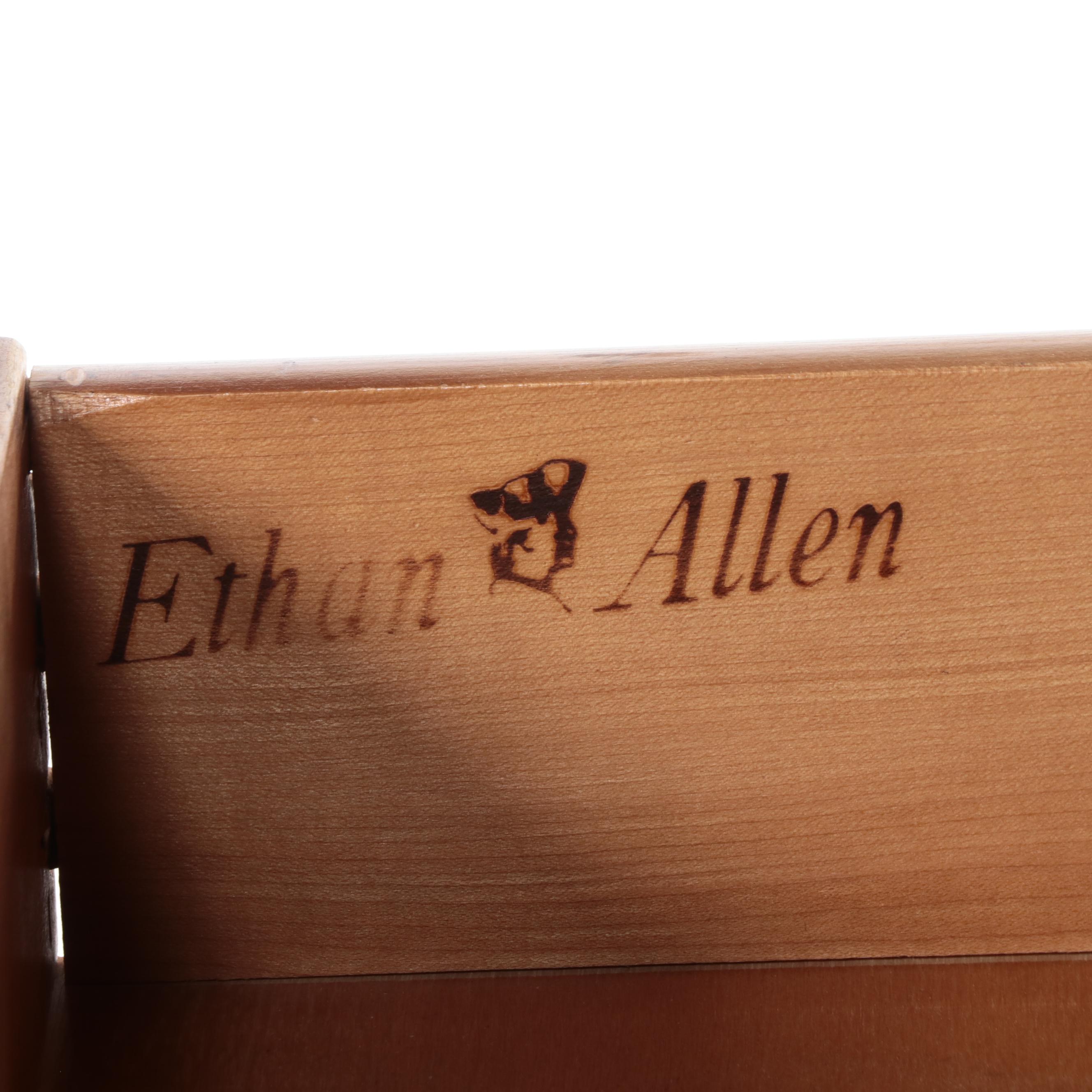 Ethan Allen Federal Style Maple, Birch, and Laminate Three-Drawer Bookcase