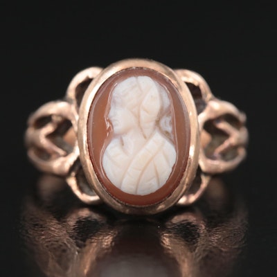 Vintage 10K Sardonyx Cameo Ring