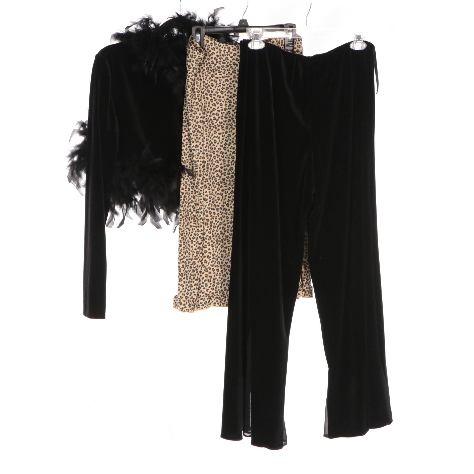 Liz Claiborne Leopard Print Skirt, Carol Lin Feathered Crop Jacket & Other Pants