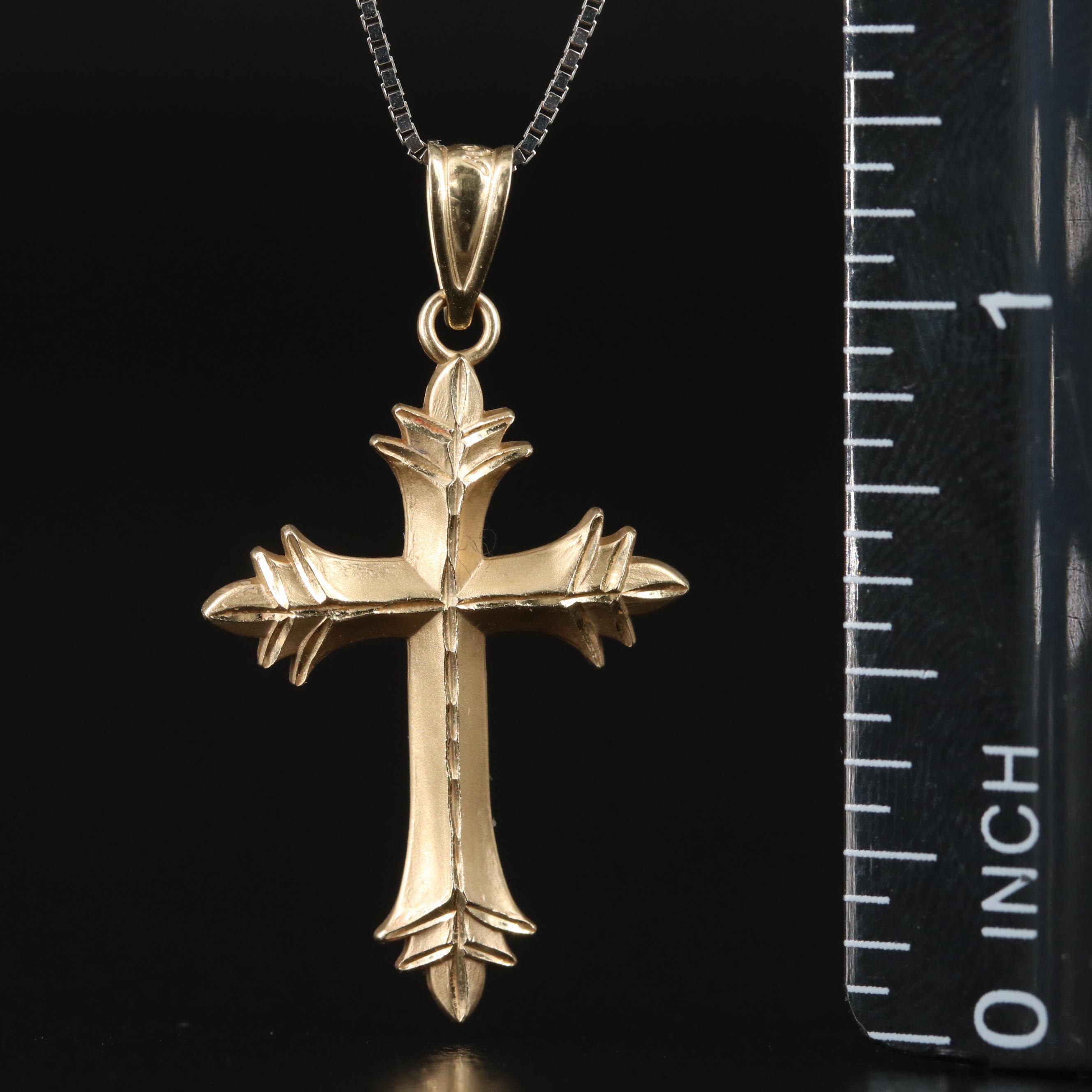 14K Two-Tone Cross Necklace