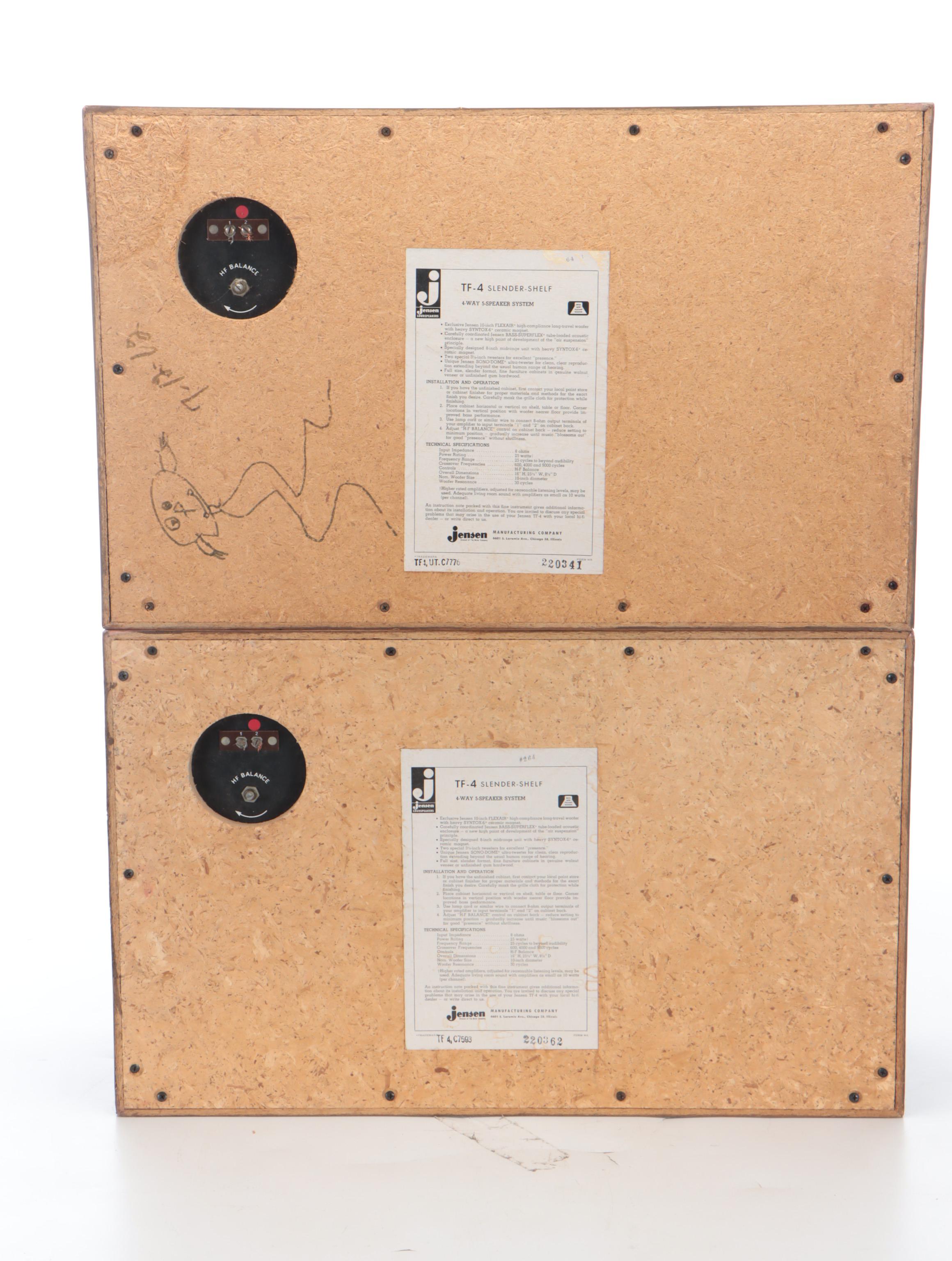 Jensen TF-4 Slender-Shelf Stereo Speakers