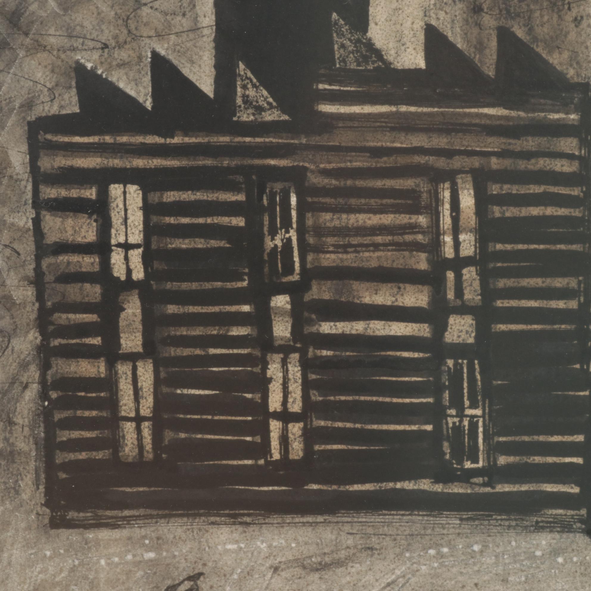 Gregorio Prestopino Watercolor and Ink Wash Painting "Little Grandma"