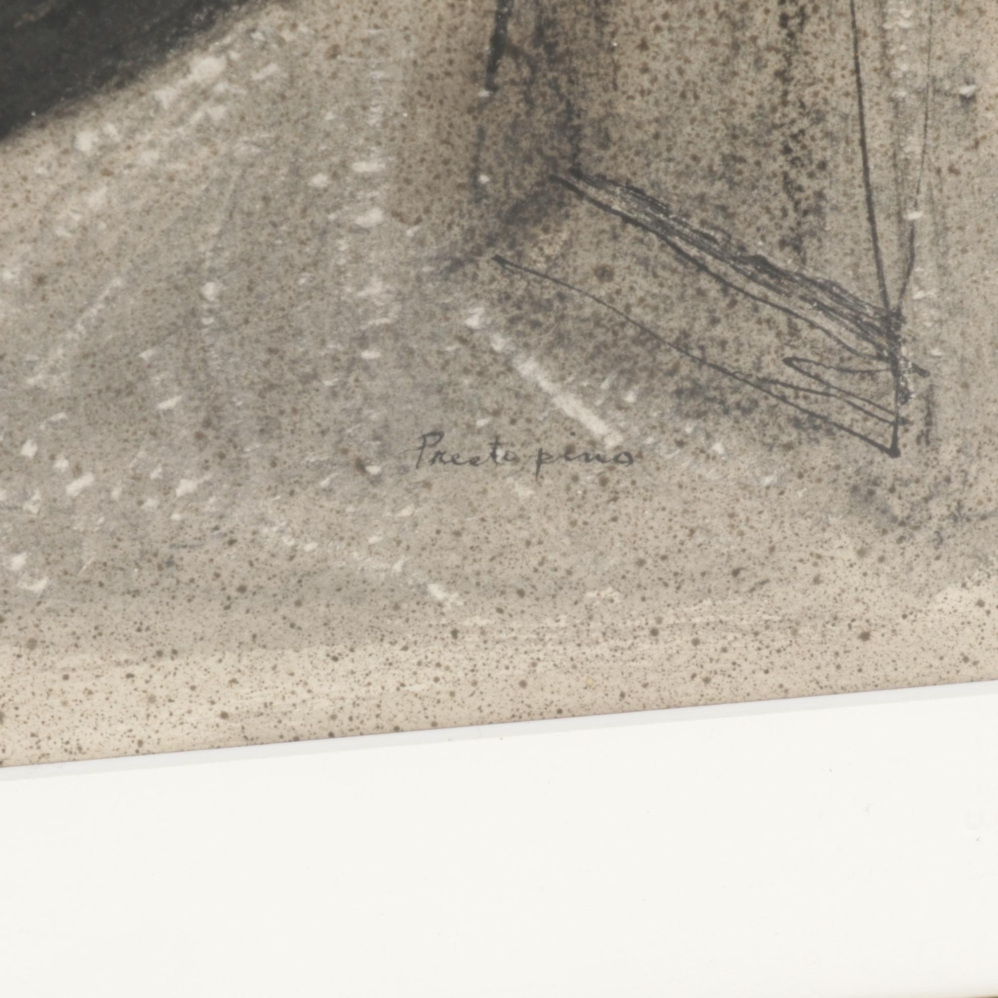 Gregorio Prestopino Watercolor and Ink Wash Painting "Little Grandma"