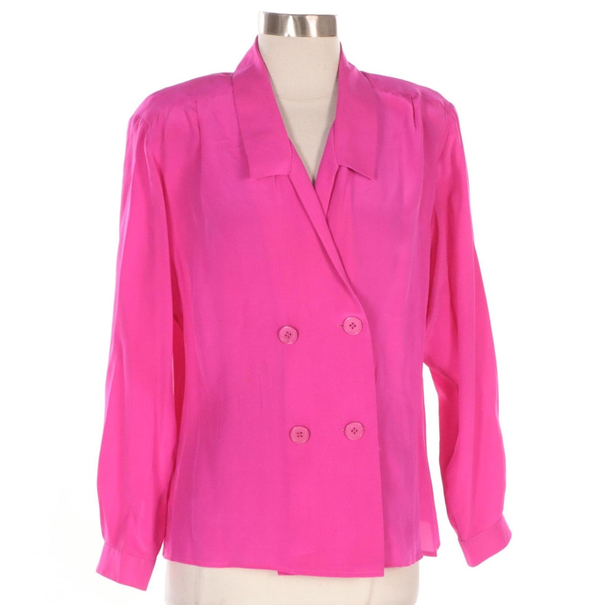 Christian Dior Pink Silk Double-Breasted Blouse