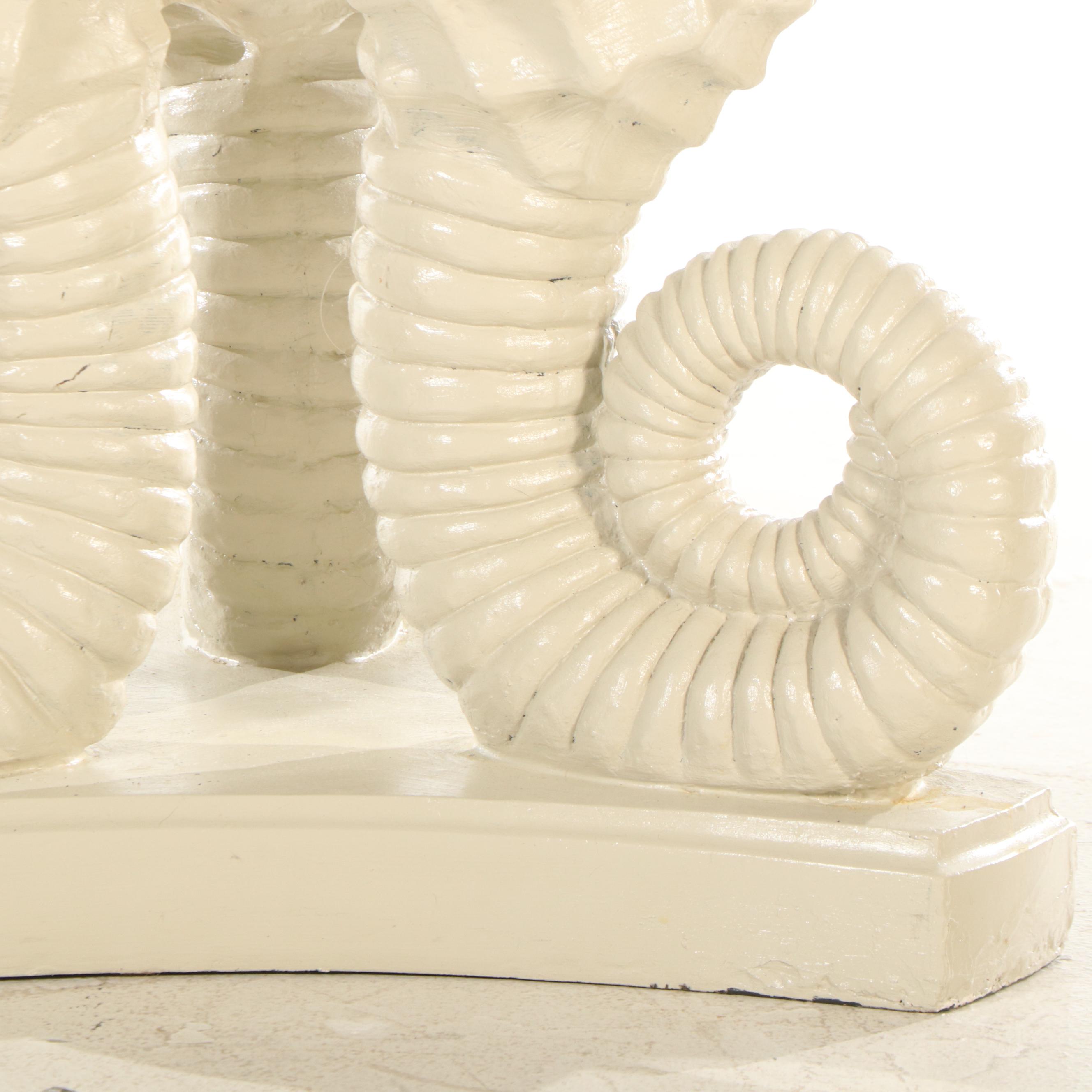 Glass Top Dining Table with Seahorse Shaped Pedestal Base