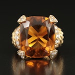 Judith Ripka 18K Citrine and 0.40  CTW Diamond Ring