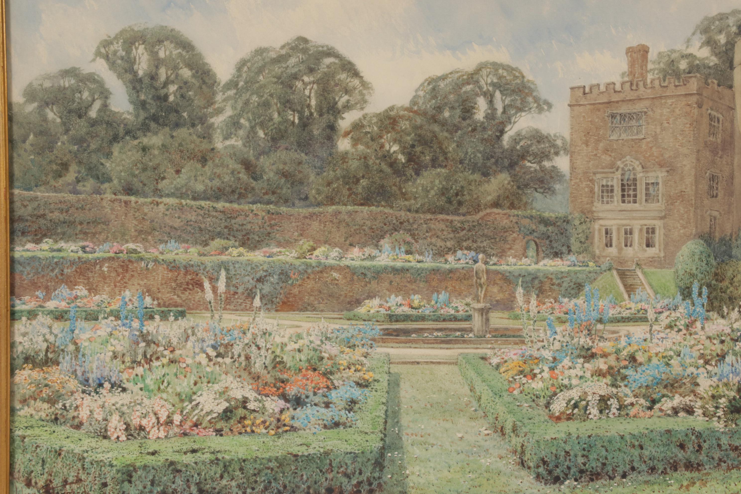 Lilian Stannard Watercolor Painting "The Gardens at Penhurst Place, Kent"
