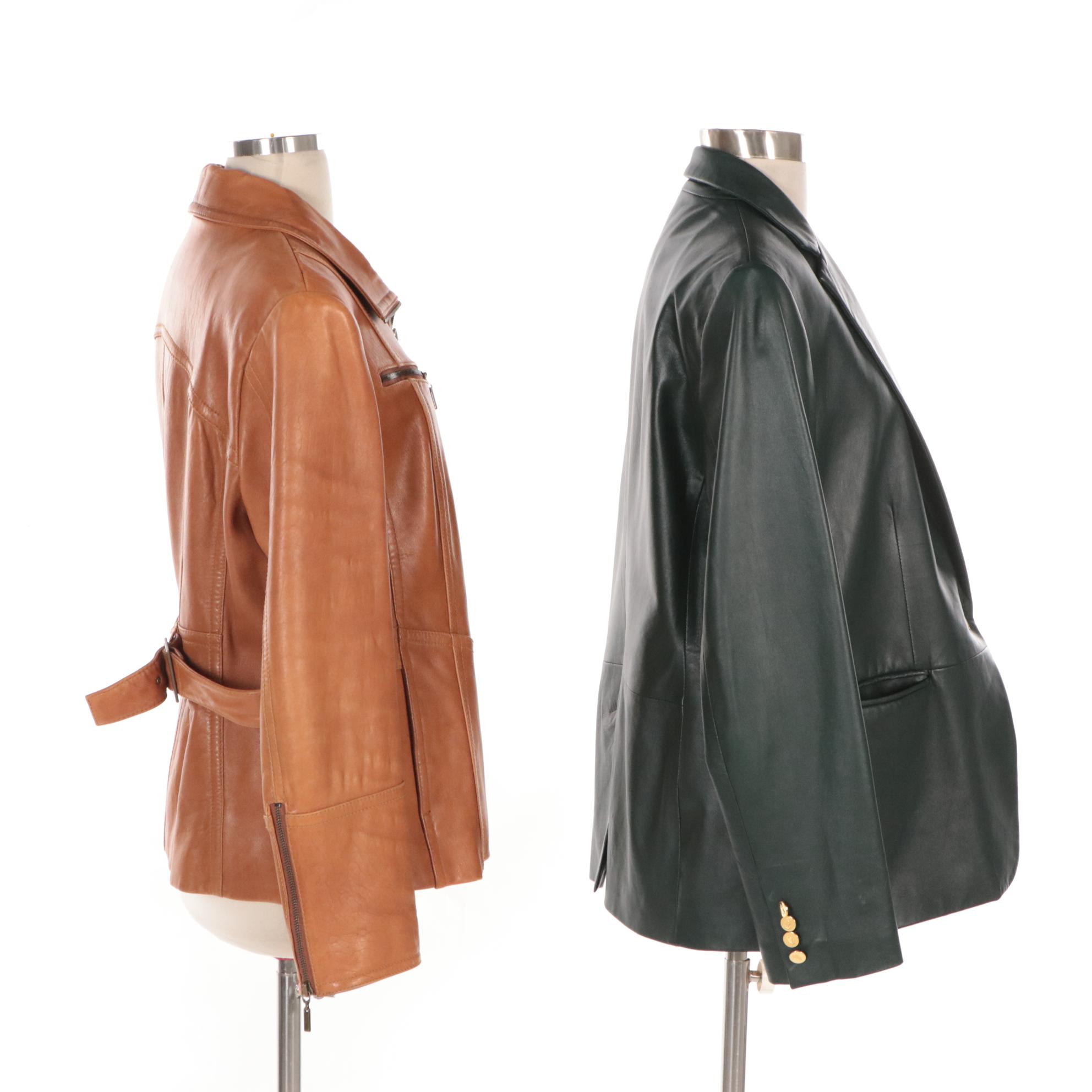 Ralph Lauren Blazer in Lambskin Leather and Anne Klein Jacket in Brown Leather