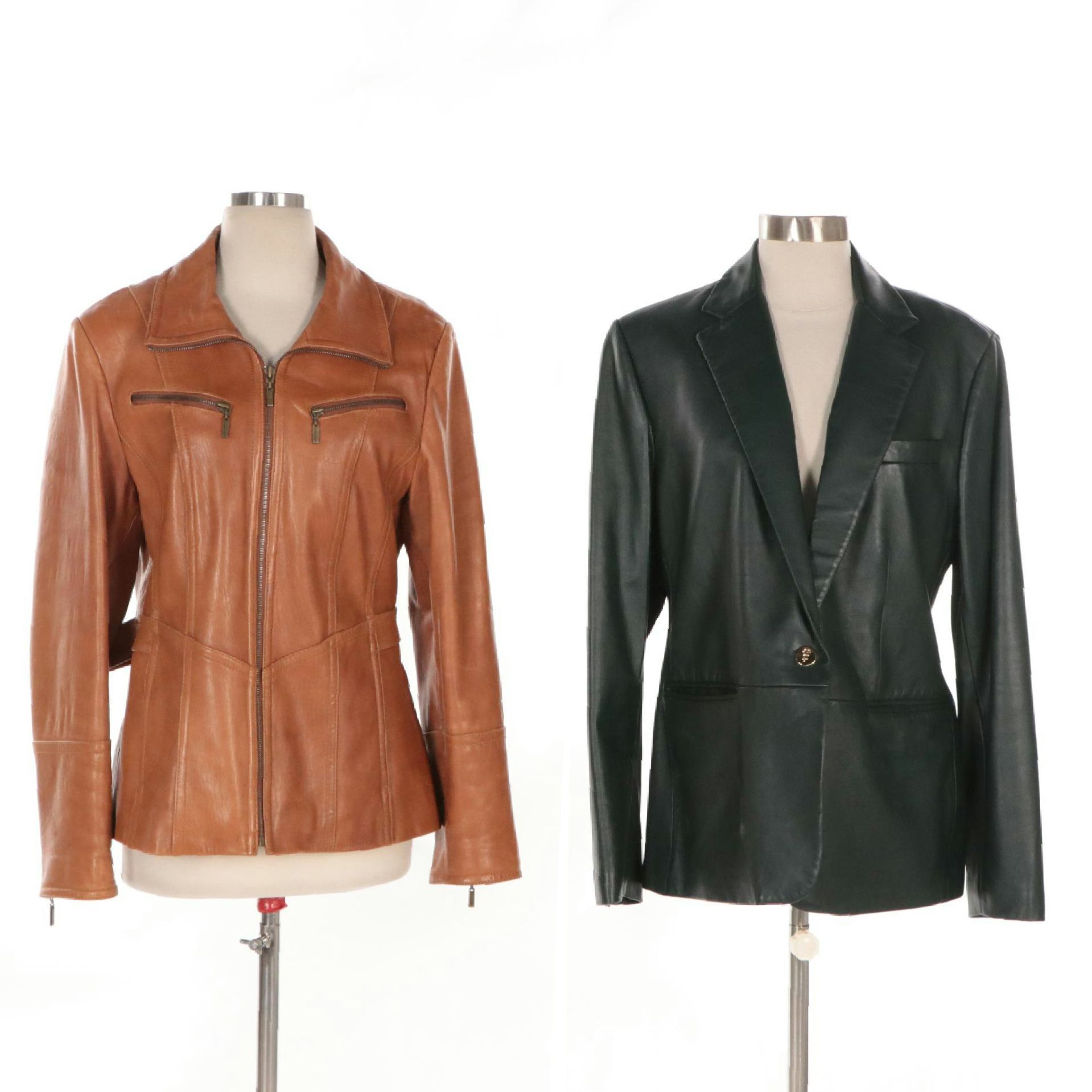 Ralph Lauren Blazer in Lambskin Leather and Anne Klein Jacket in Brown Leather