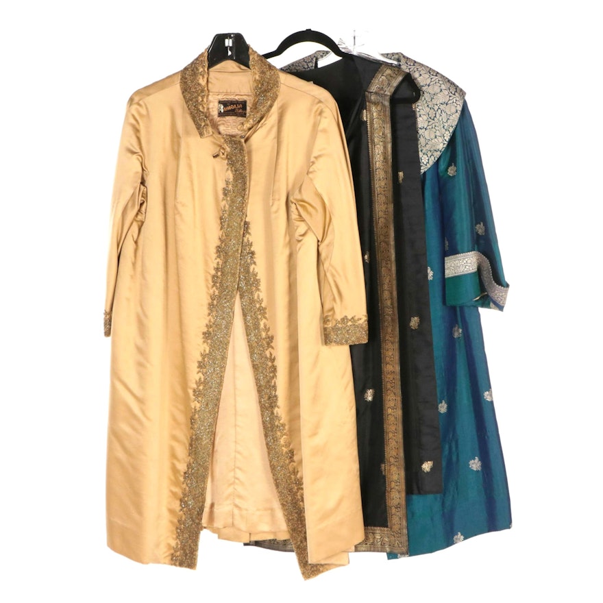 Maharaja Handmade Beaded Silk Jacket with Silk Brocade Jacket & Indian Silk Set