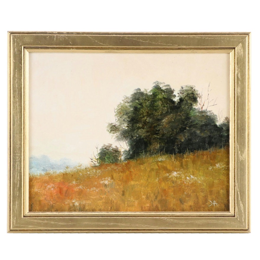 Houra Alghizzi Landscape Oil Painting "Hillside," 2024