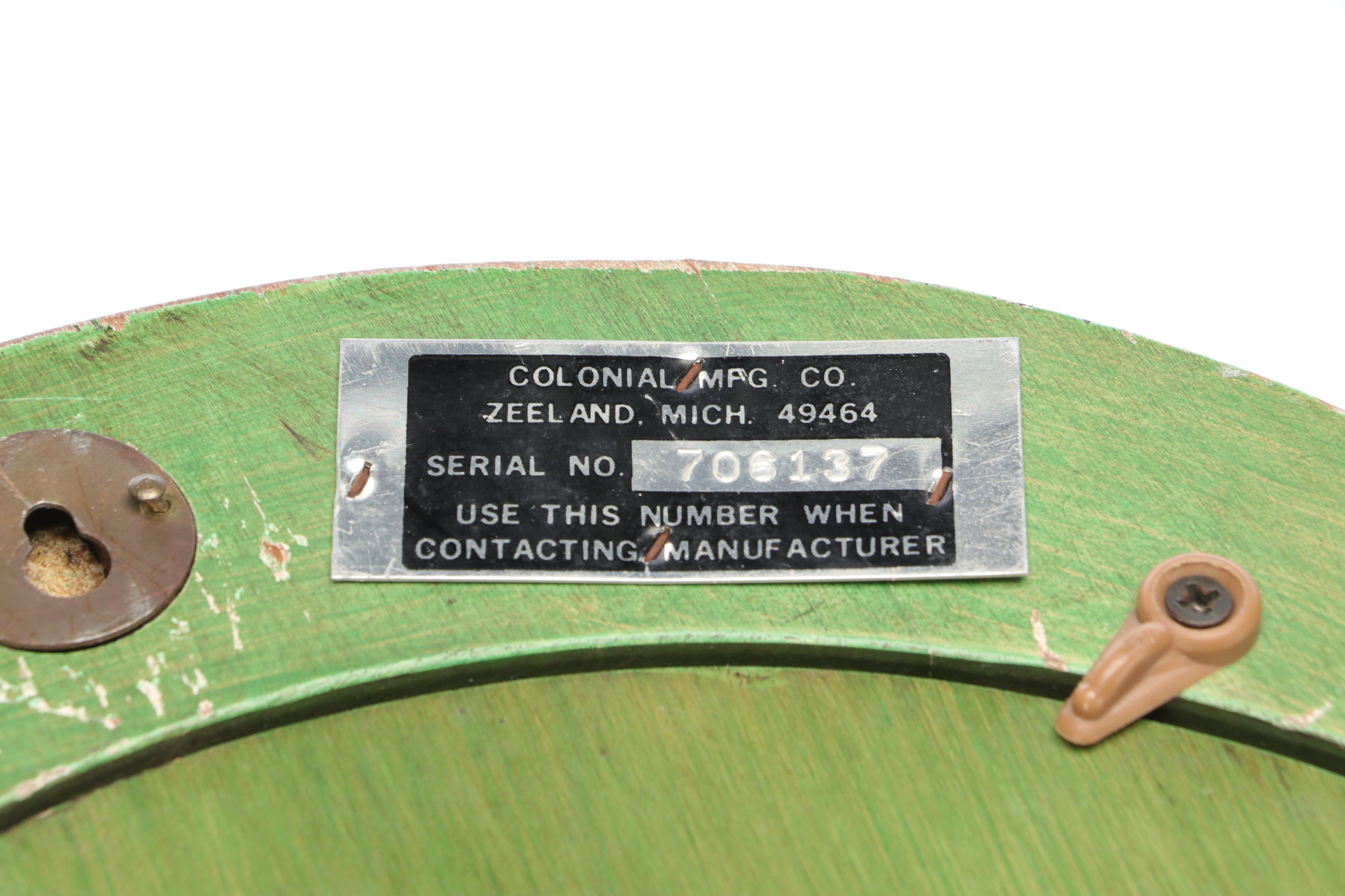 Colonial Mfg. Co. Wooden Case Morbier Style Wall Clock