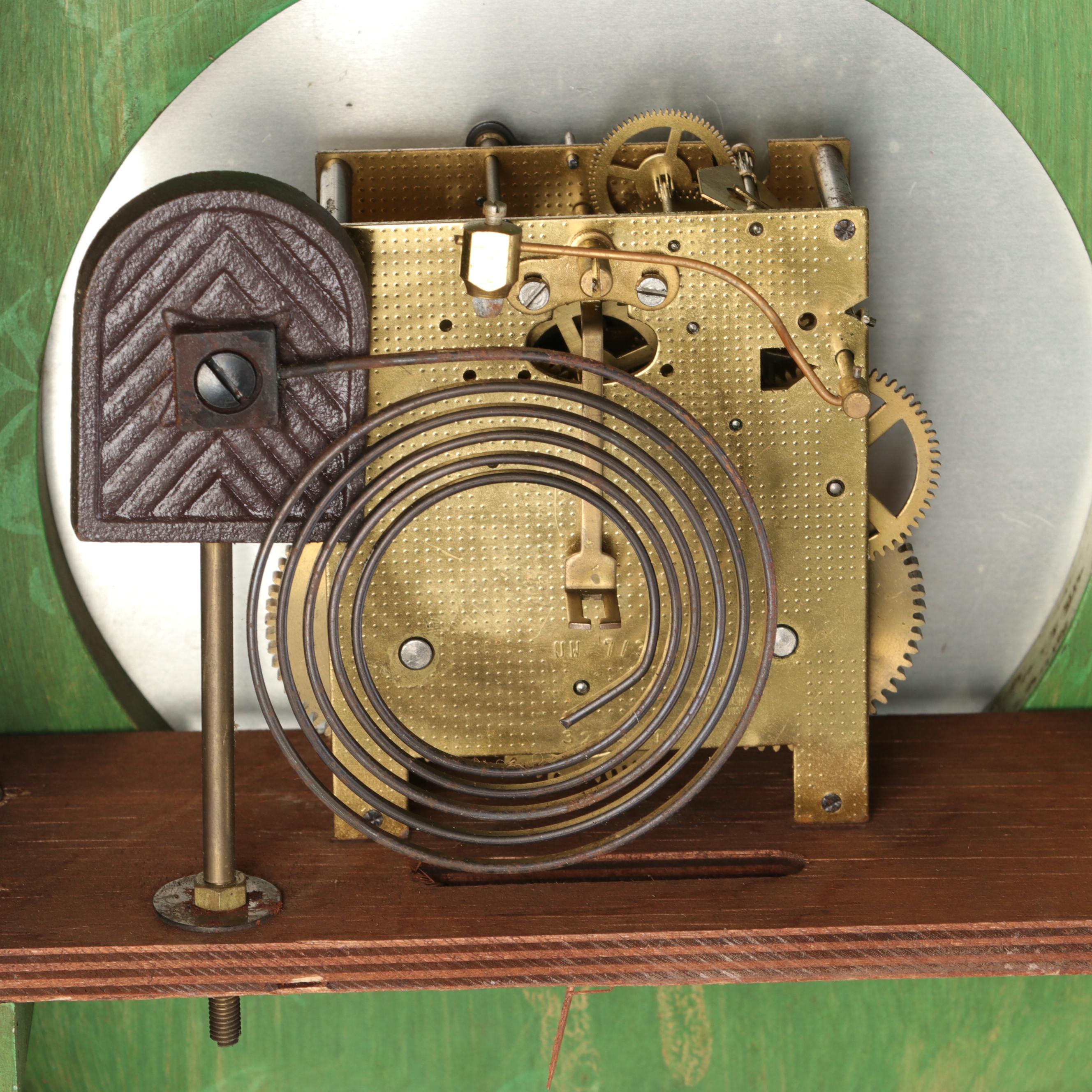 Colonial Mfg. Co. Wooden Case Morbier Style Wall Clock