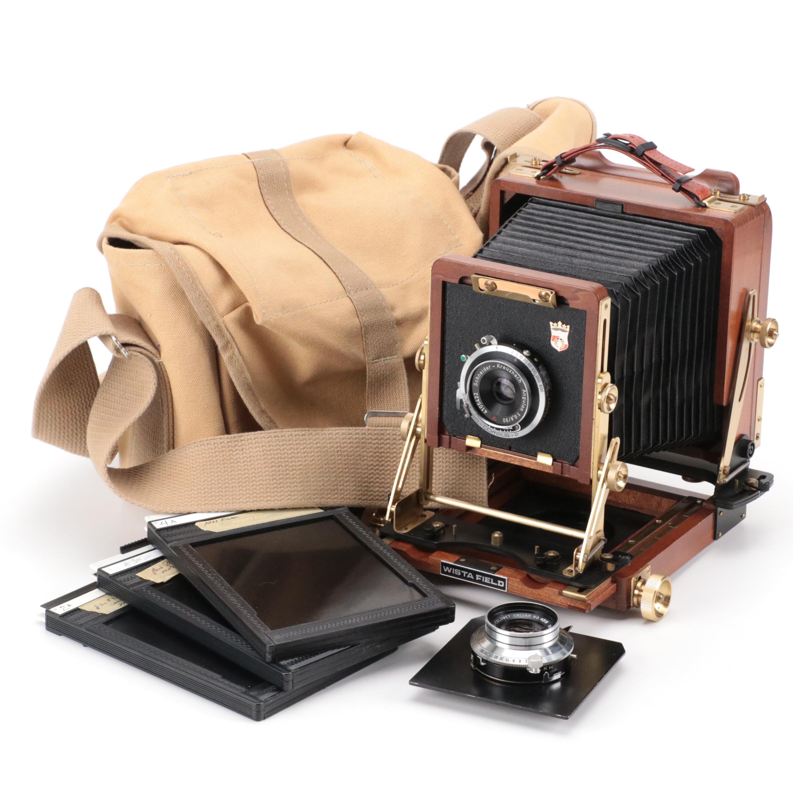 Wista Folding Plate Bellows Camera with Canvas Camera Bag and More