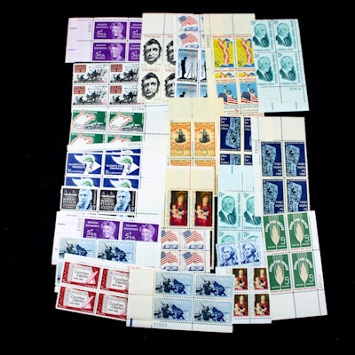 725 U.S. 5-Cent Postage Stamp Plate Blocks, 1960s