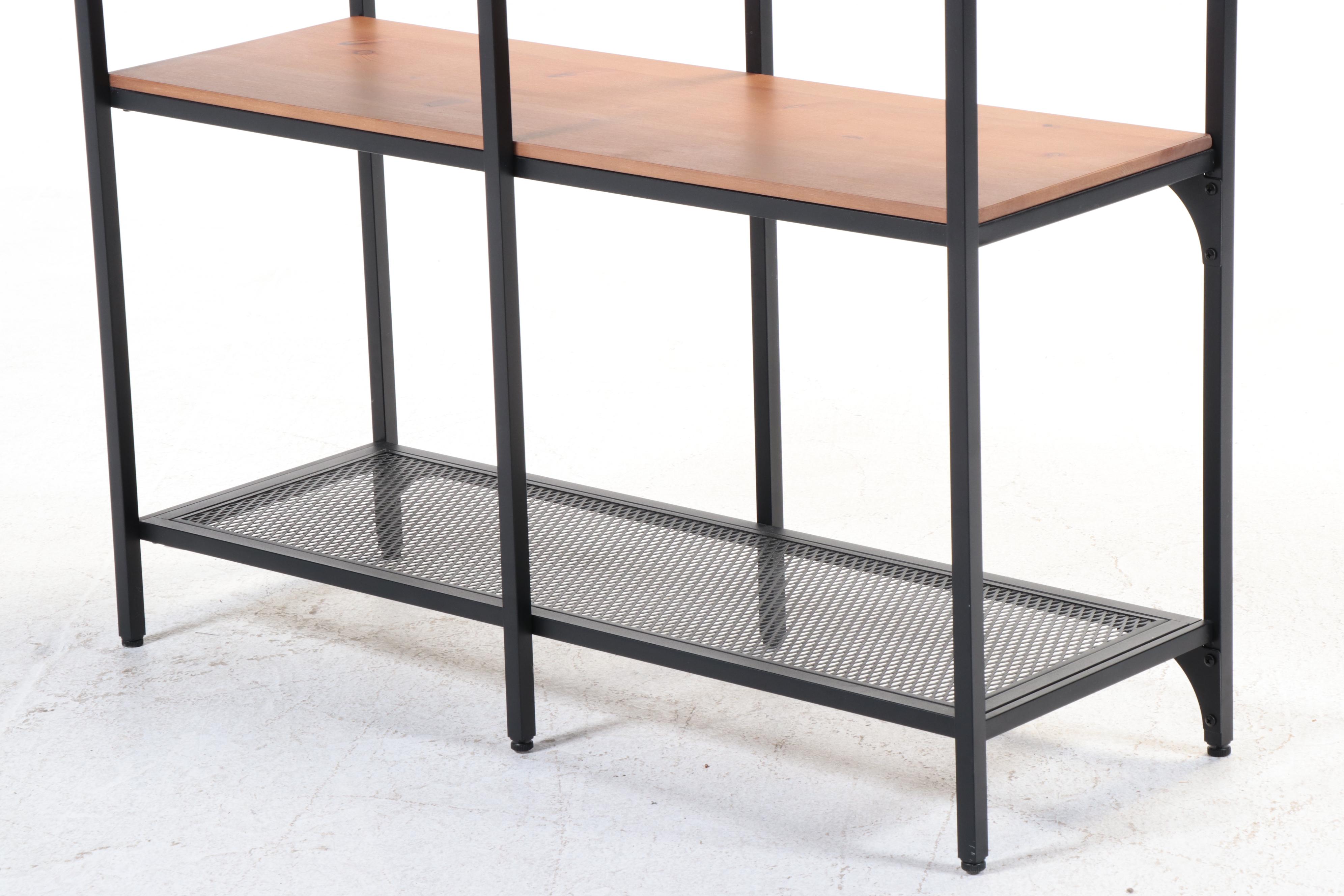 Metal and Wooden 4-Tier Shelf Bookcase