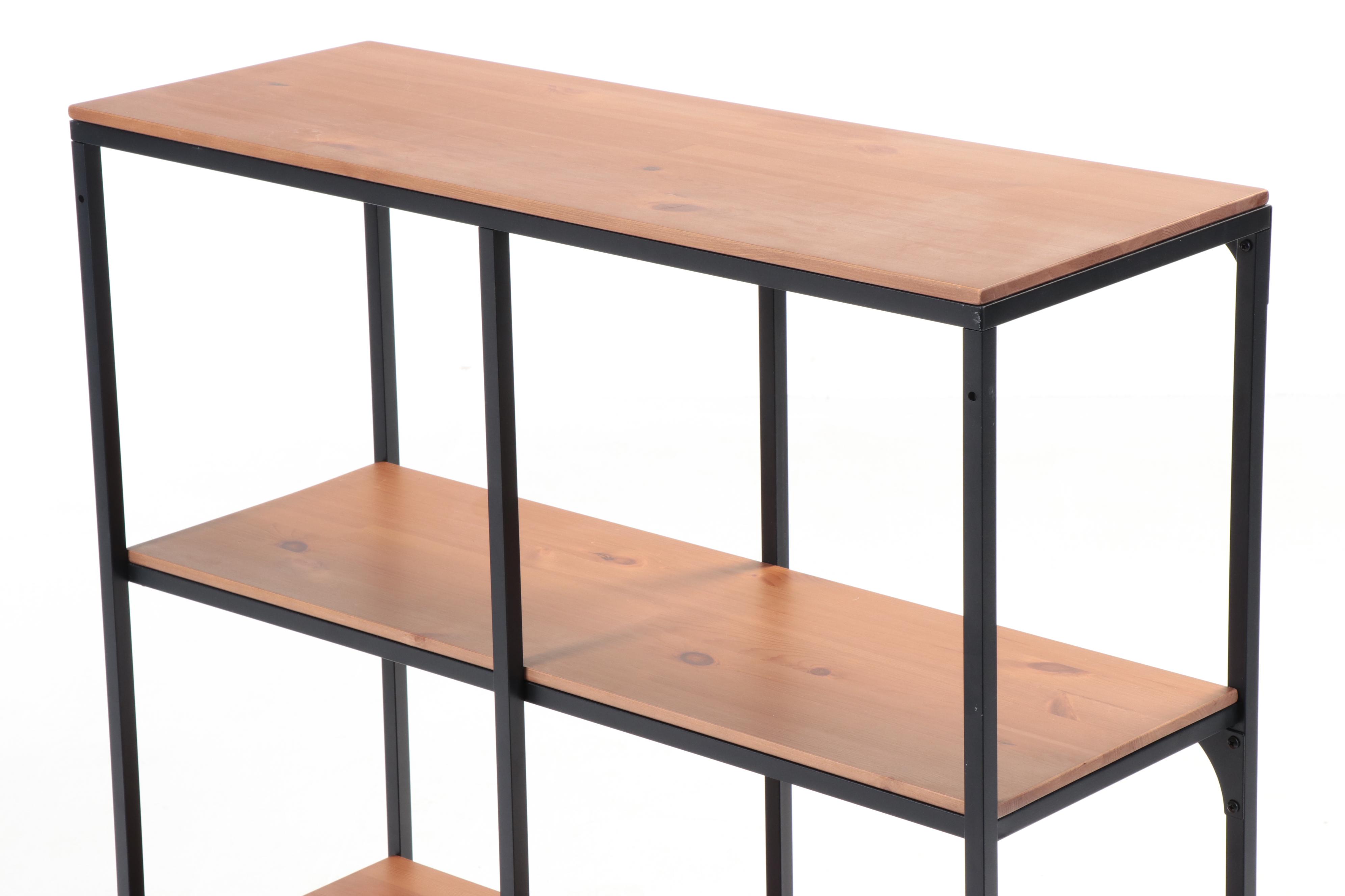 Metal and Wooden 4-Tier Shelf Bookcase