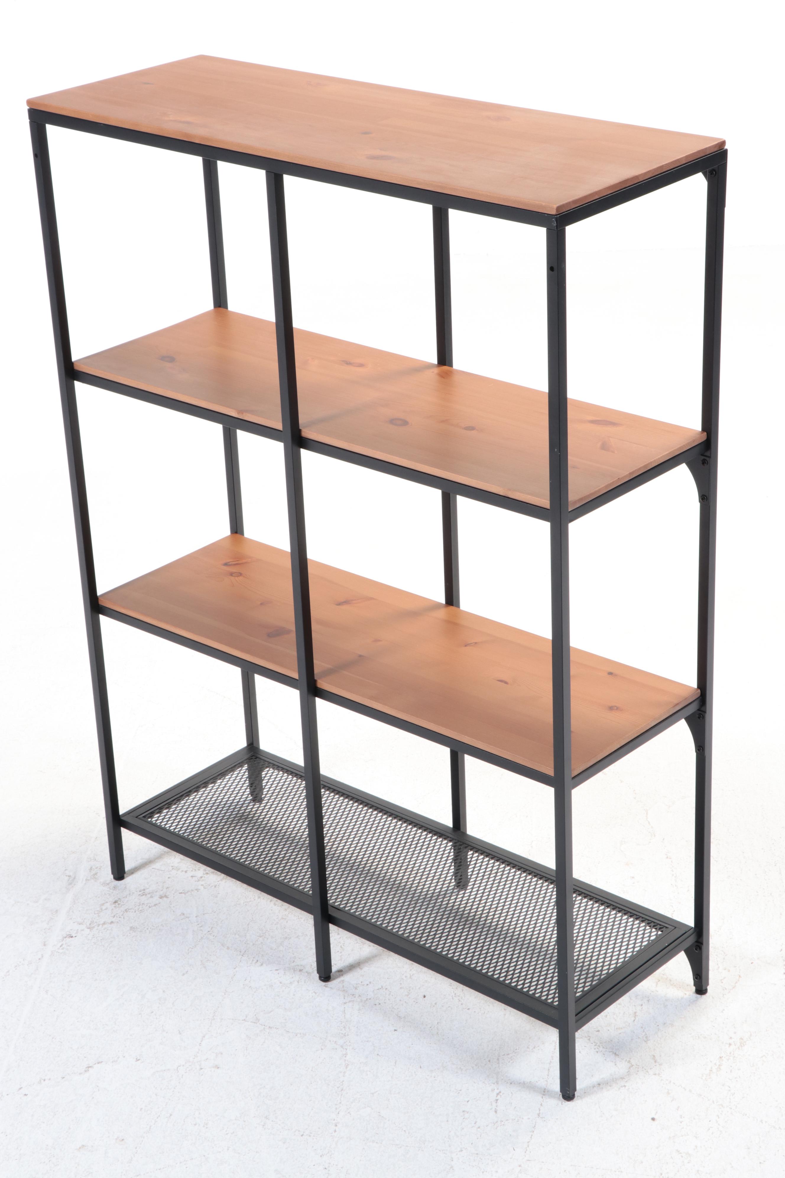 Metal and Wooden 4-Tier Shelf Bookcase