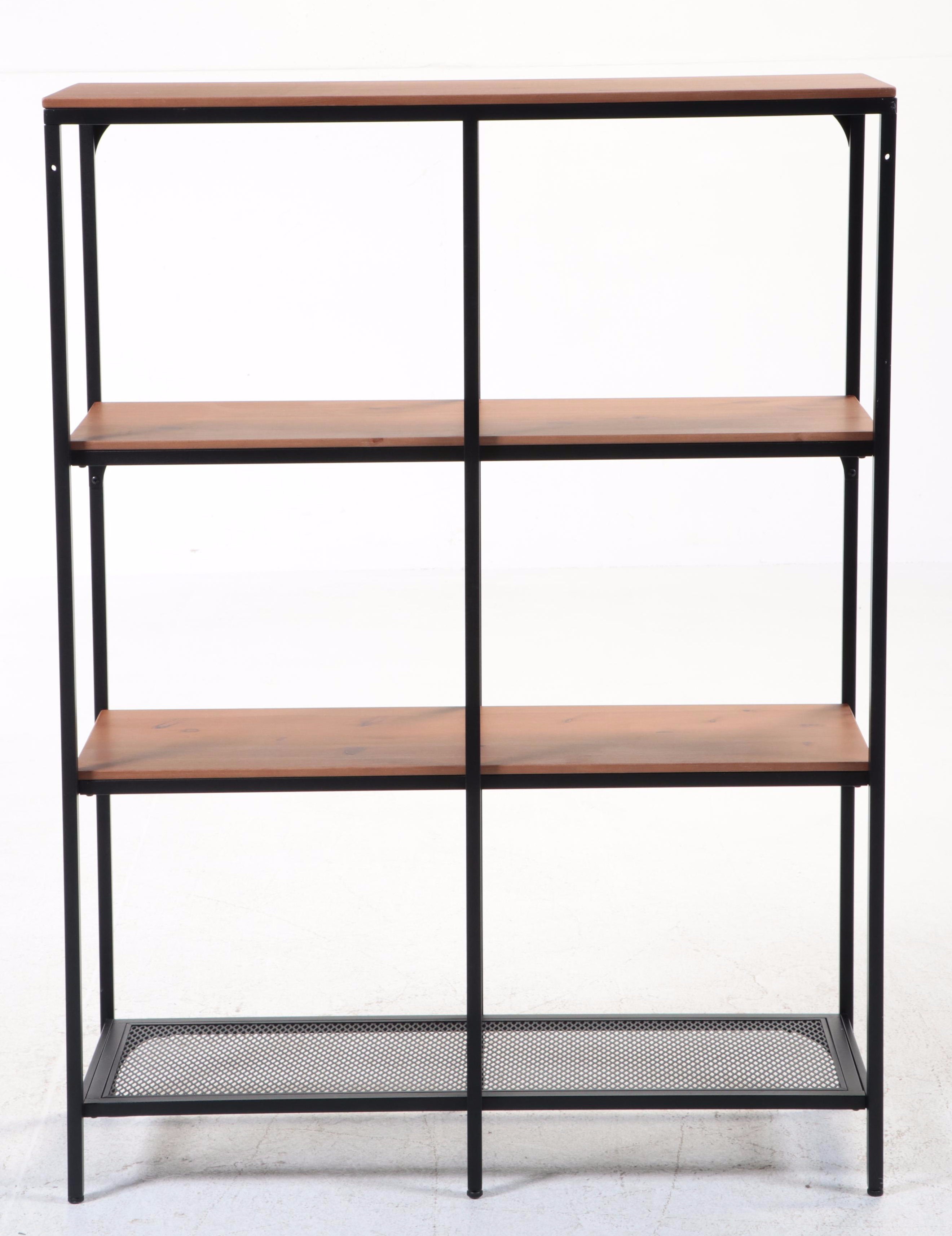 Metal and Wooden 4-Tier Shelf Bookcase