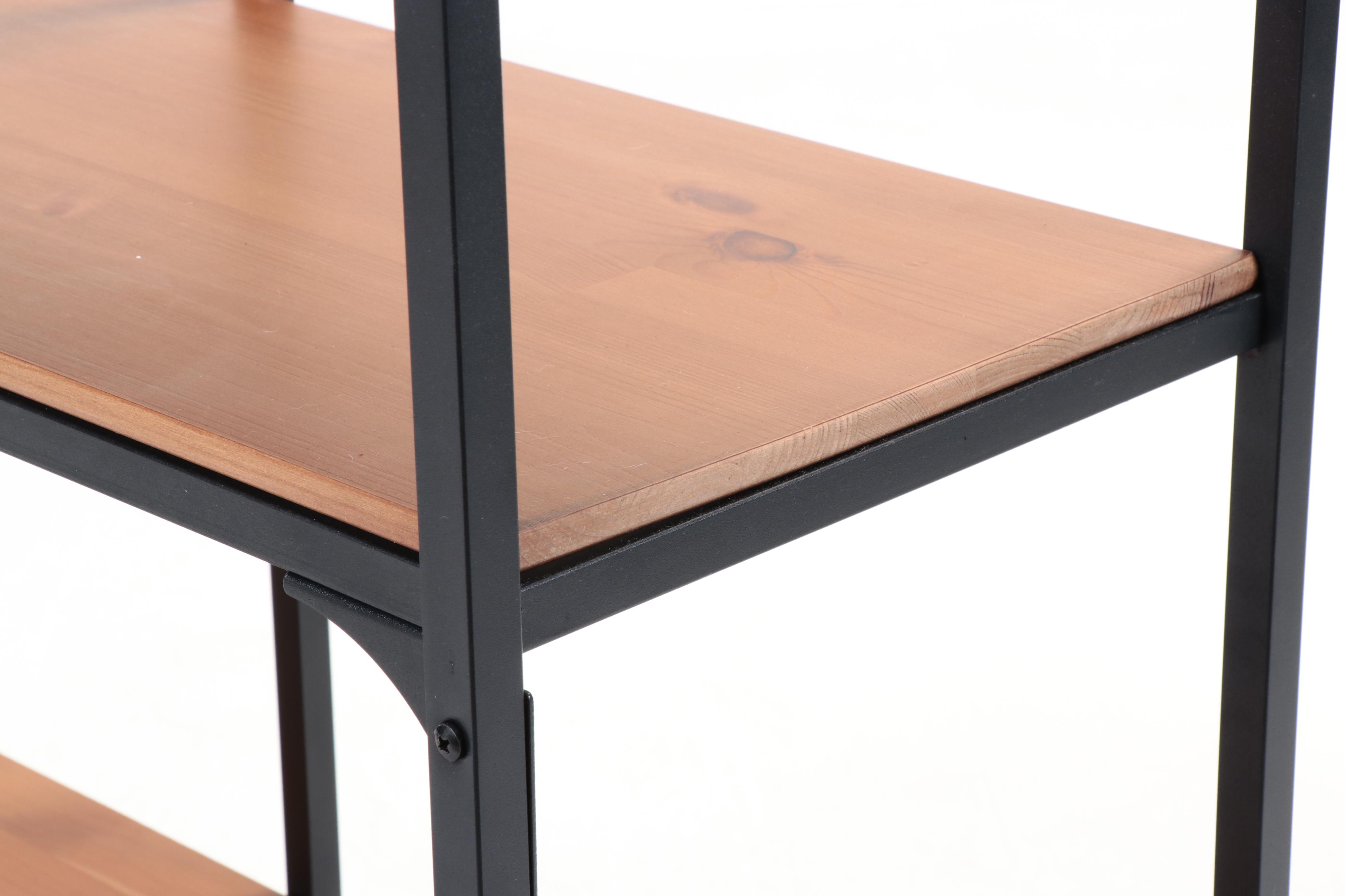 Metal and Wooden 4-Tier Shelf Bookcase