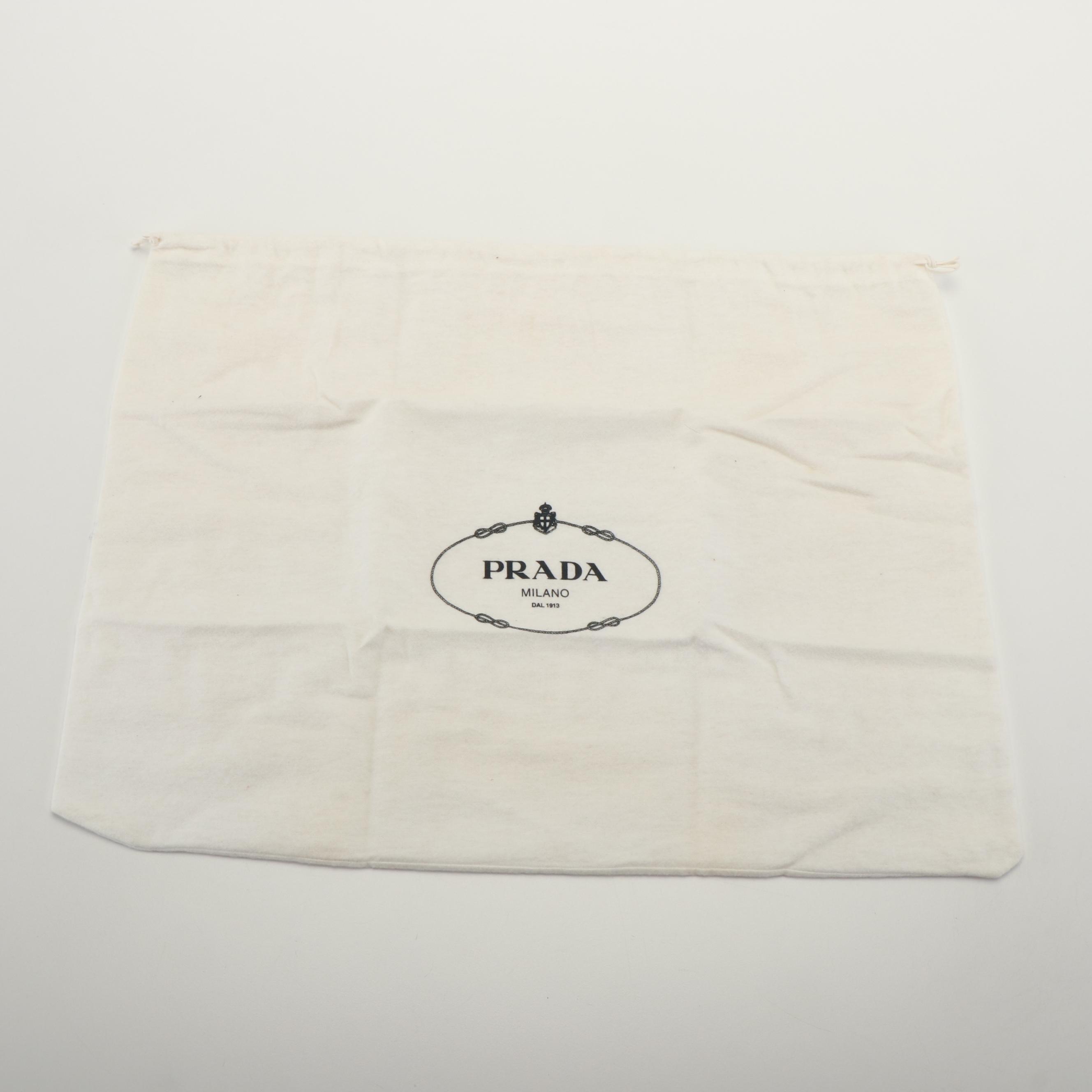 Prada Bauletto Canapa and Ostrich Handled Dome Bag